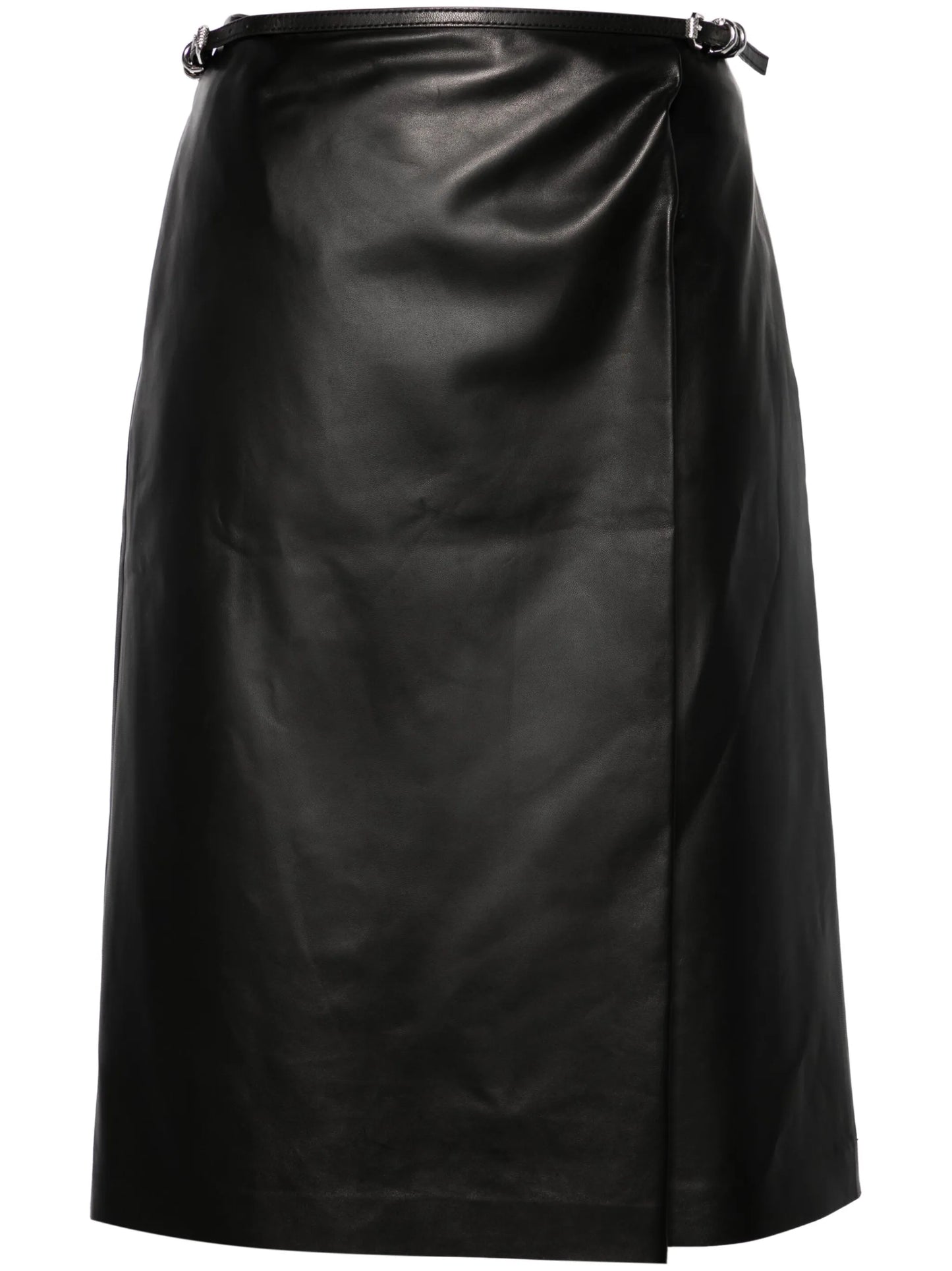 belted leather wrap skirt