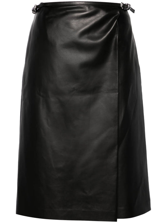 belted leather wrap skirt