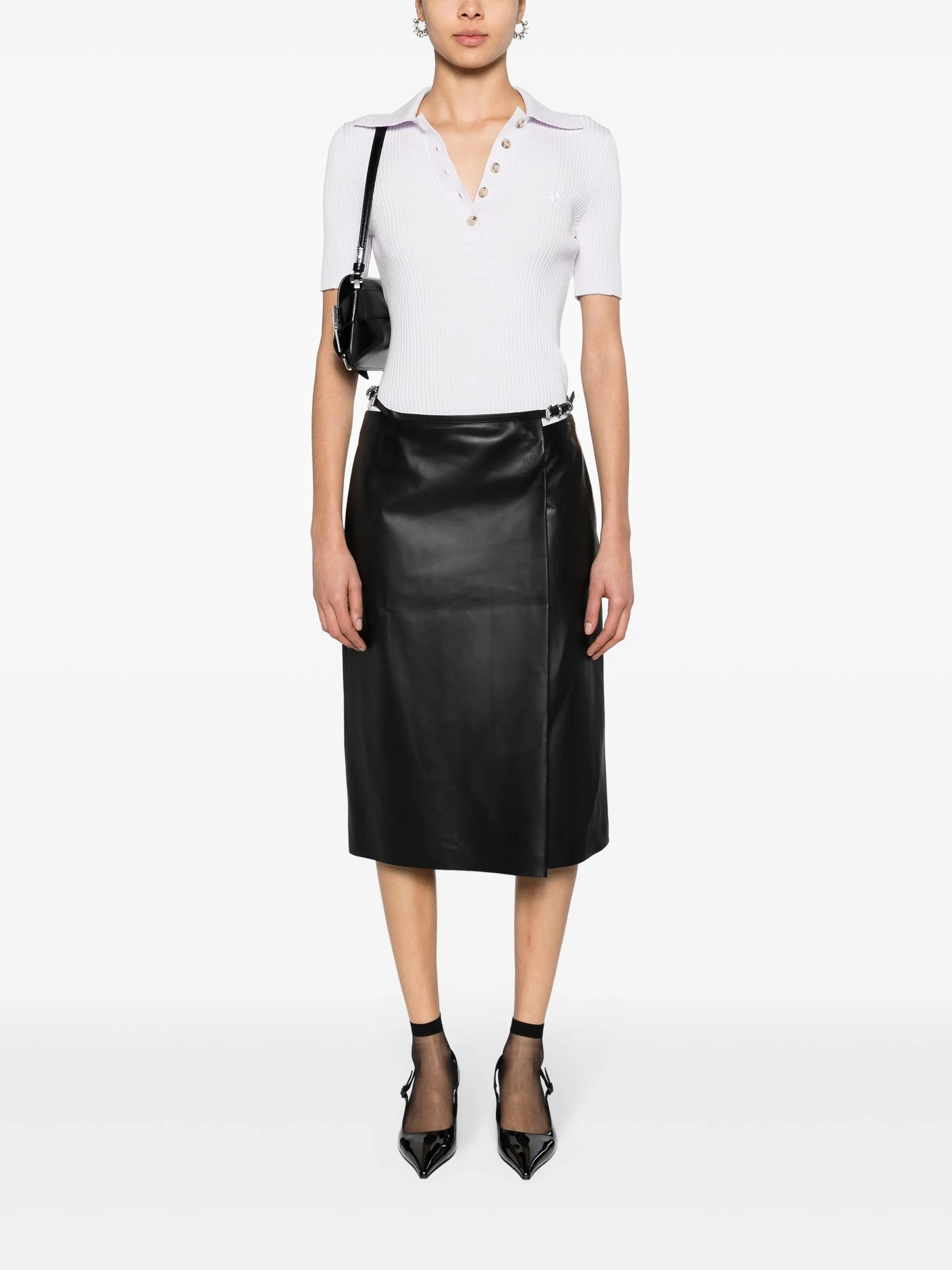 belted leather wrap skirt