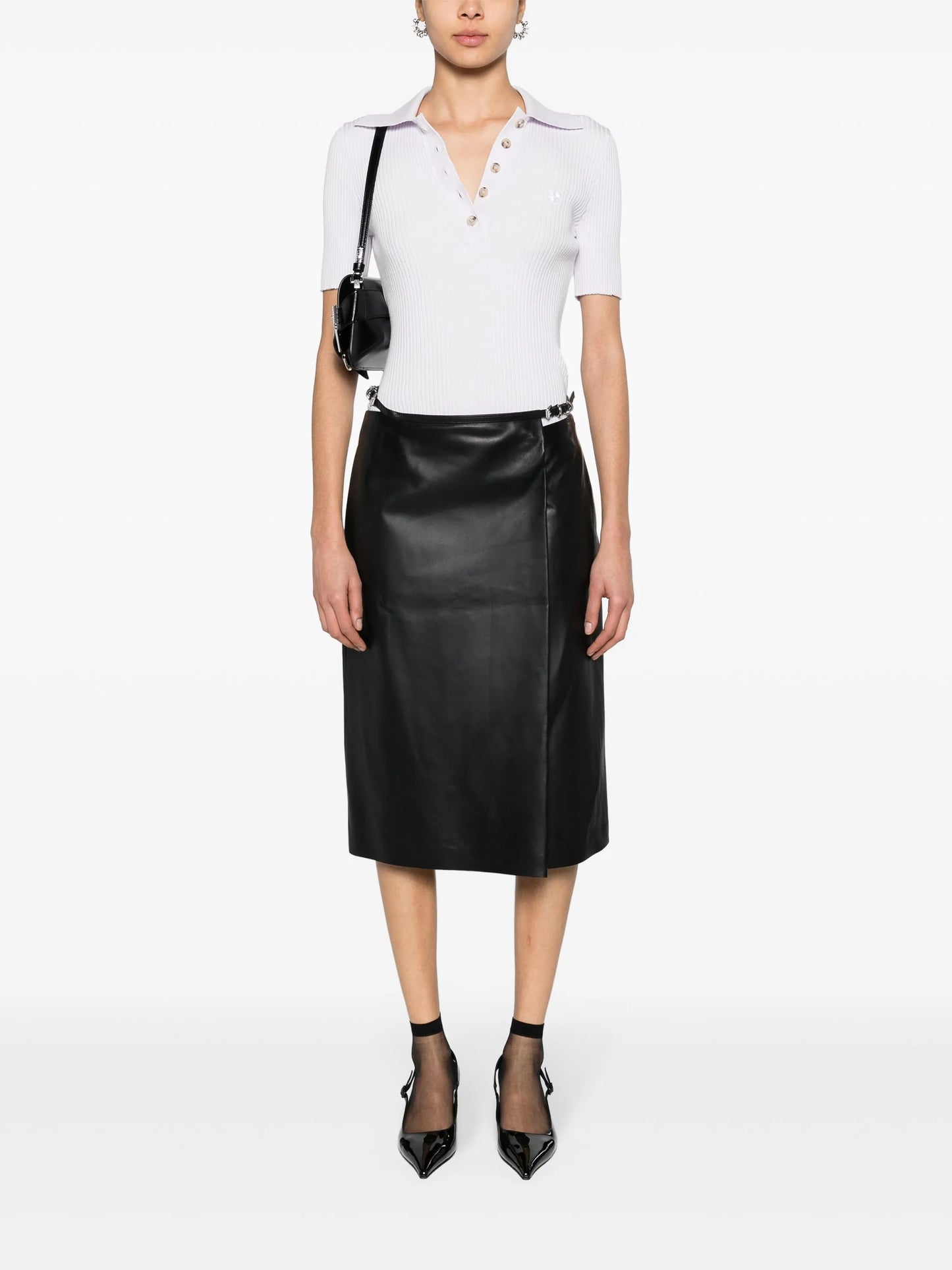 belted leather wrap skirt