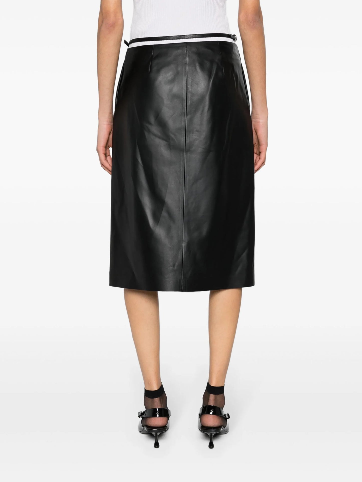belted leather wrap skirt