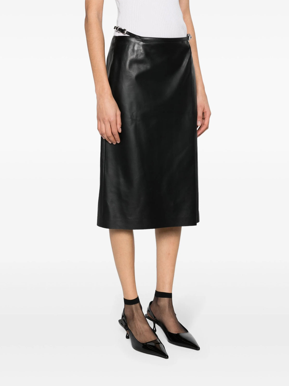 Voyou wrap skirt in leather