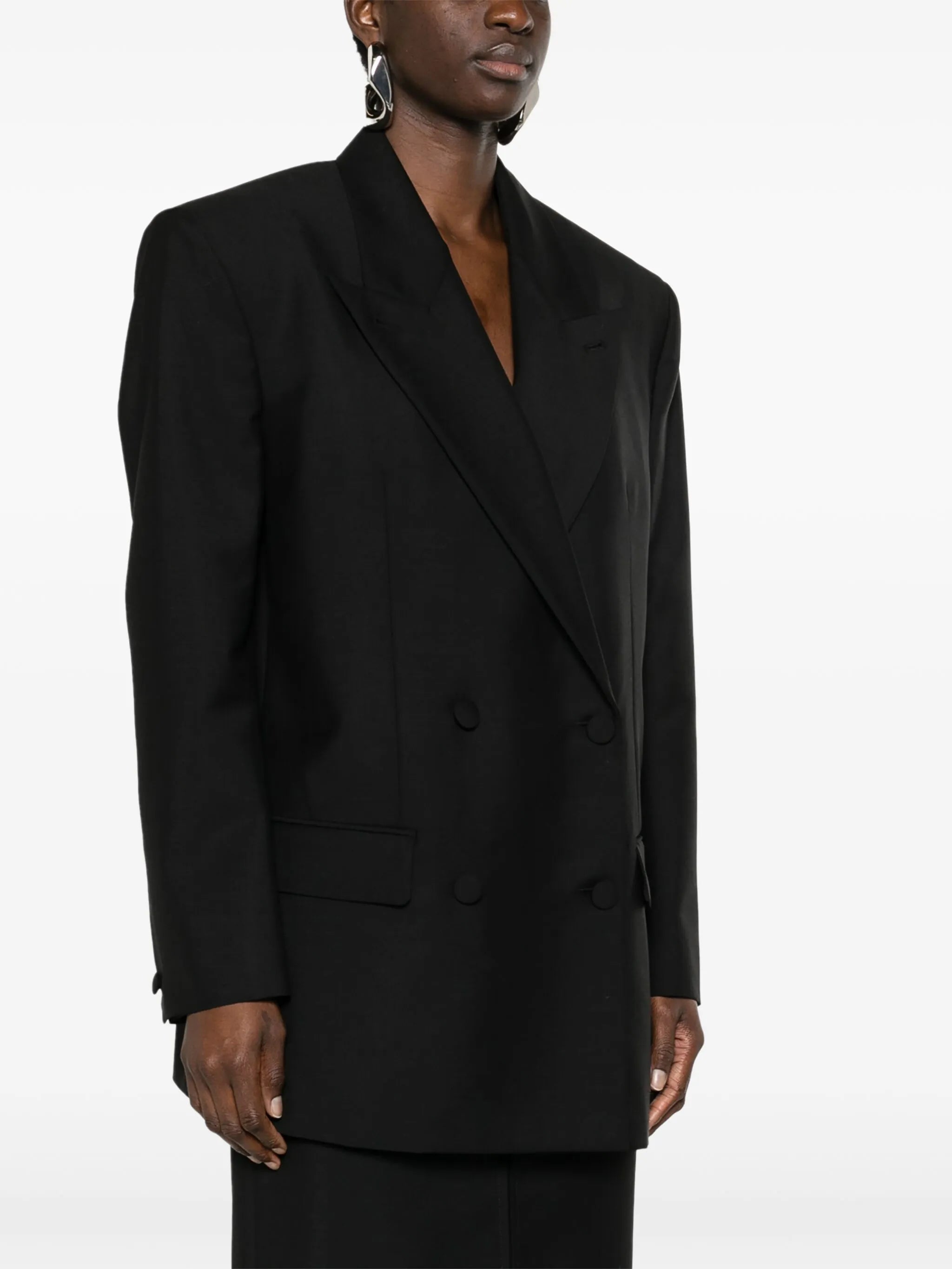 double-breasted wool-blend blazer