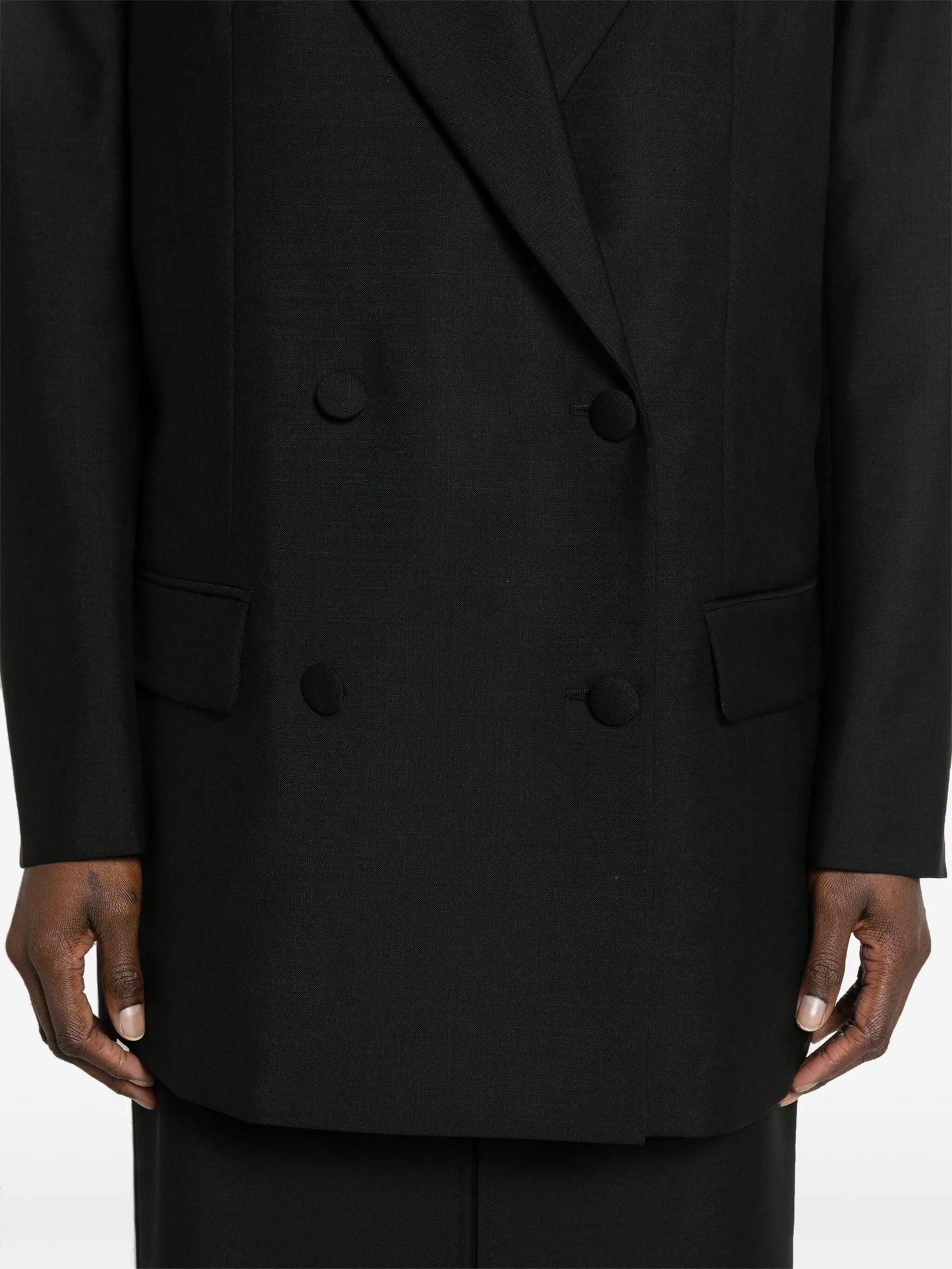 double-breasted wool-blend blazer