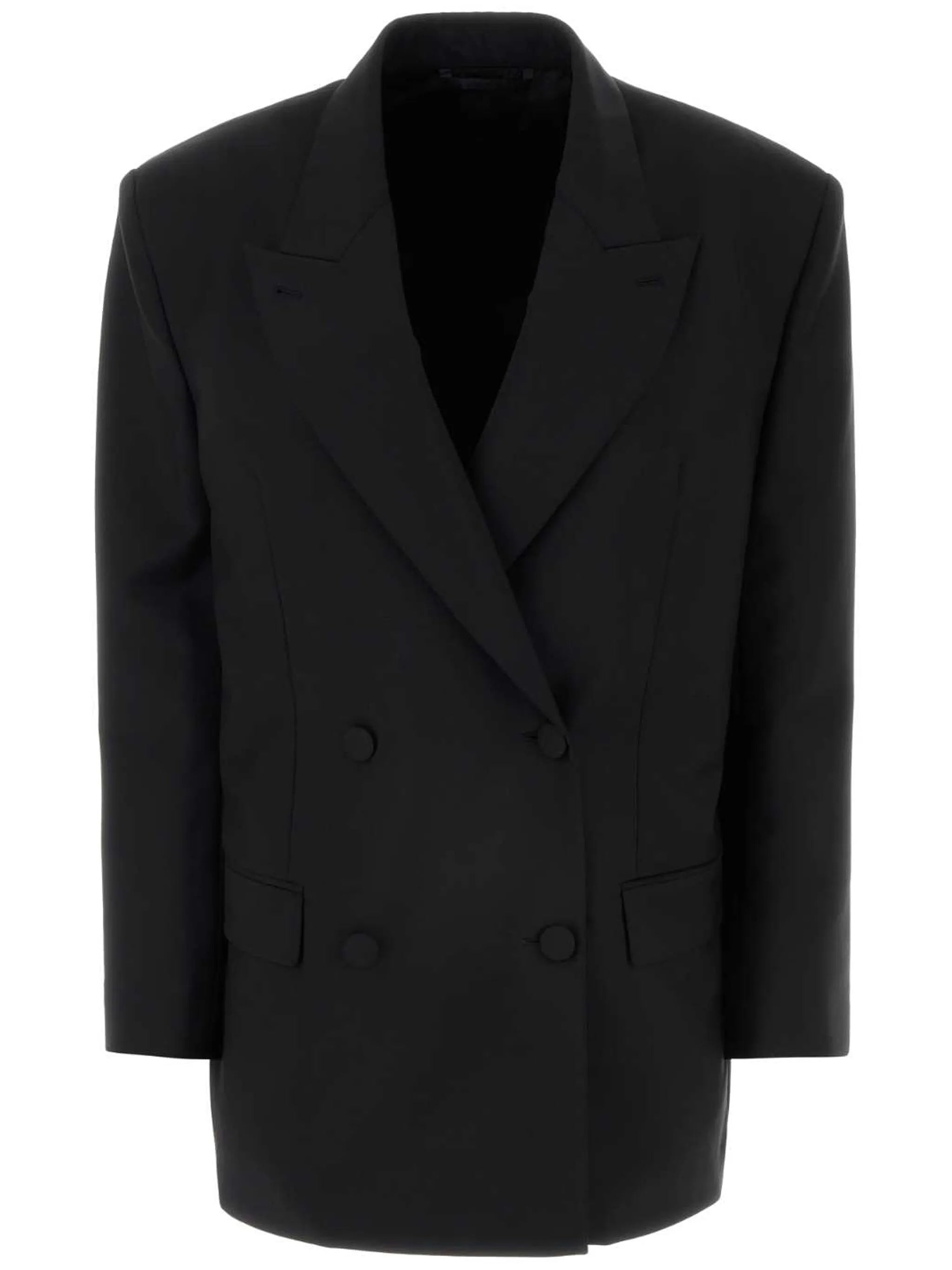 double-breasted wool-blend blazer
