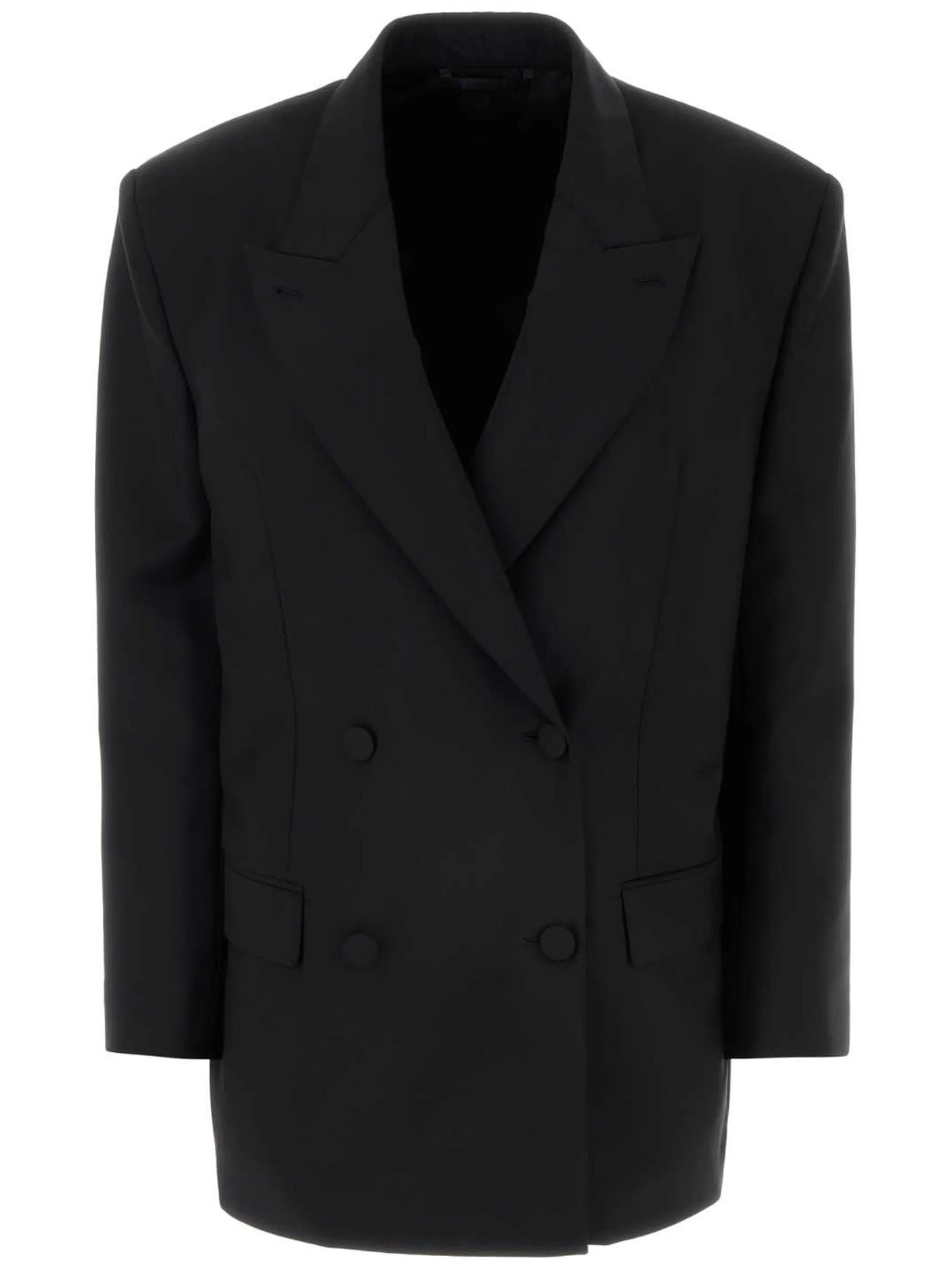 double-breasted wool-blend blazer