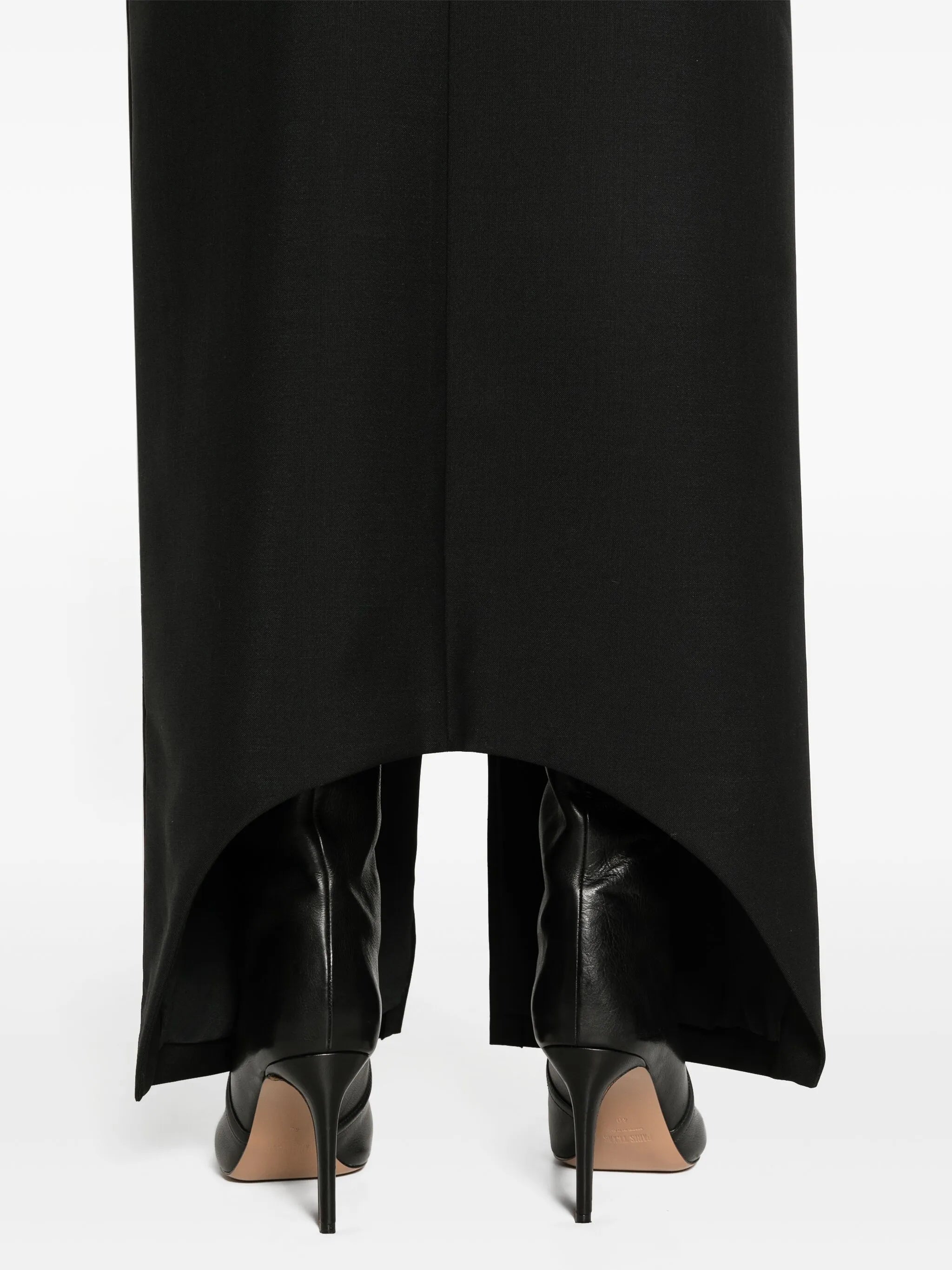 front-slit wool-blend maxi skirt