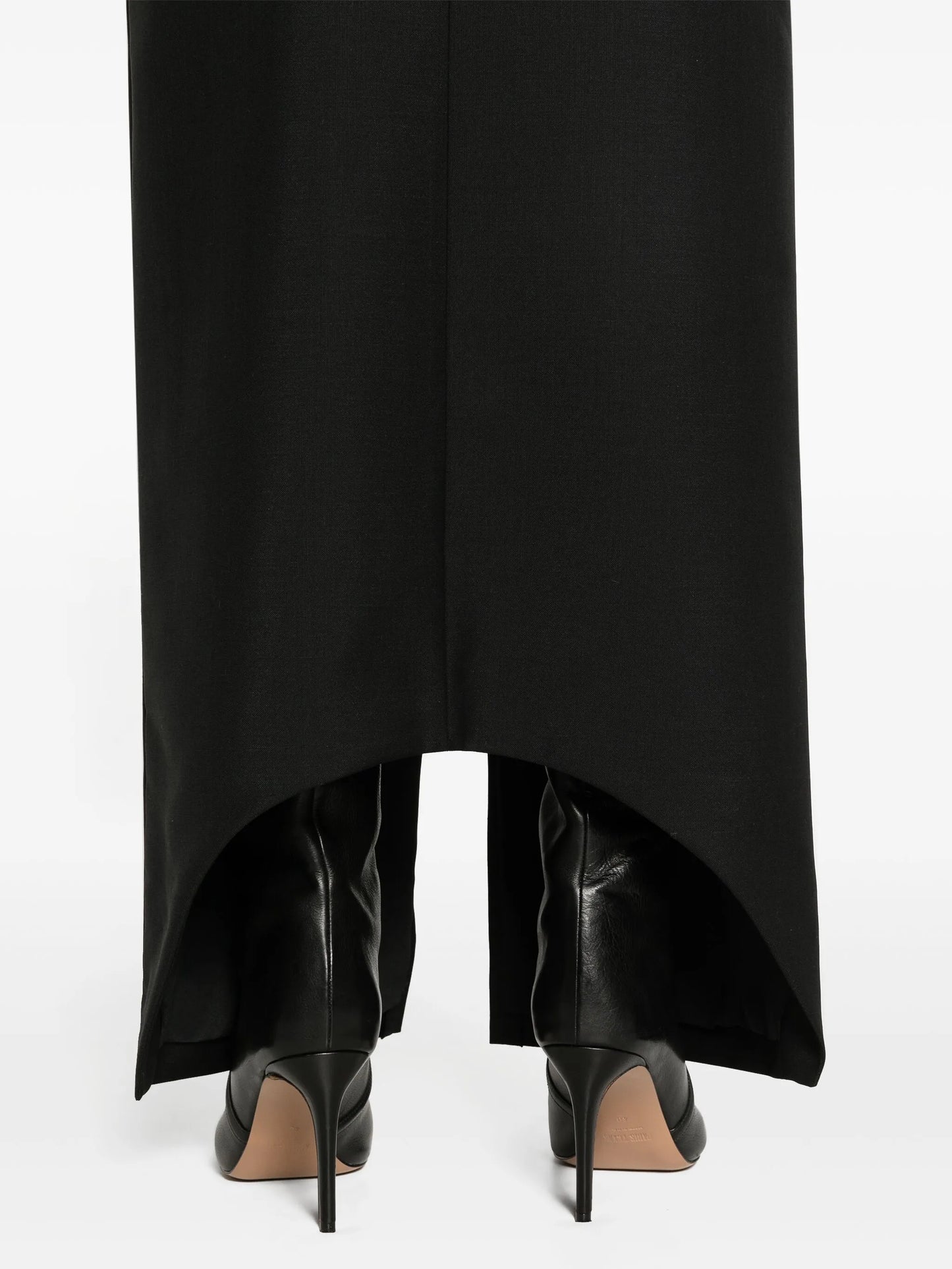 front-slit wool-blend maxi skirt