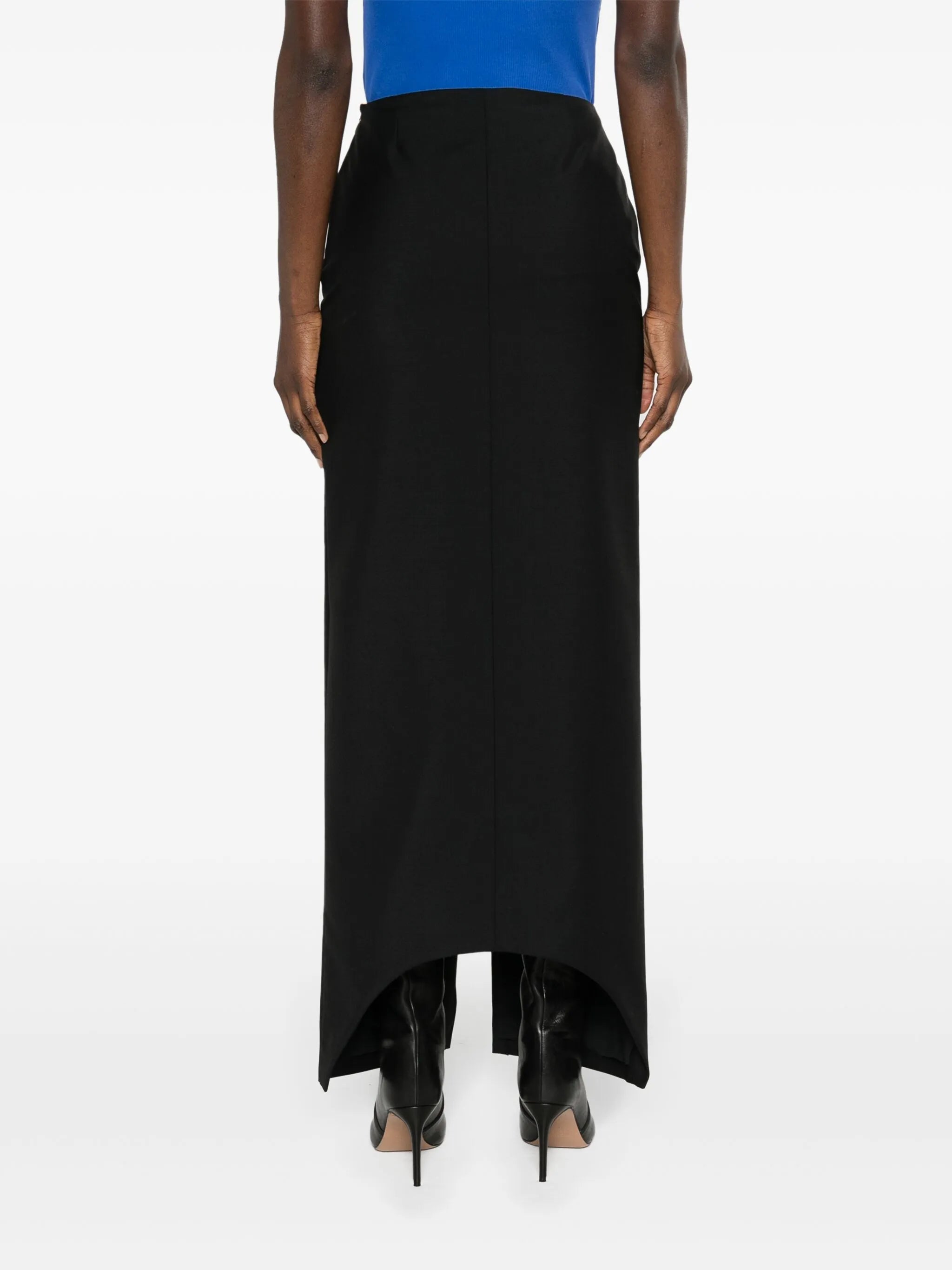 front-slit wool-blend maxi skirt