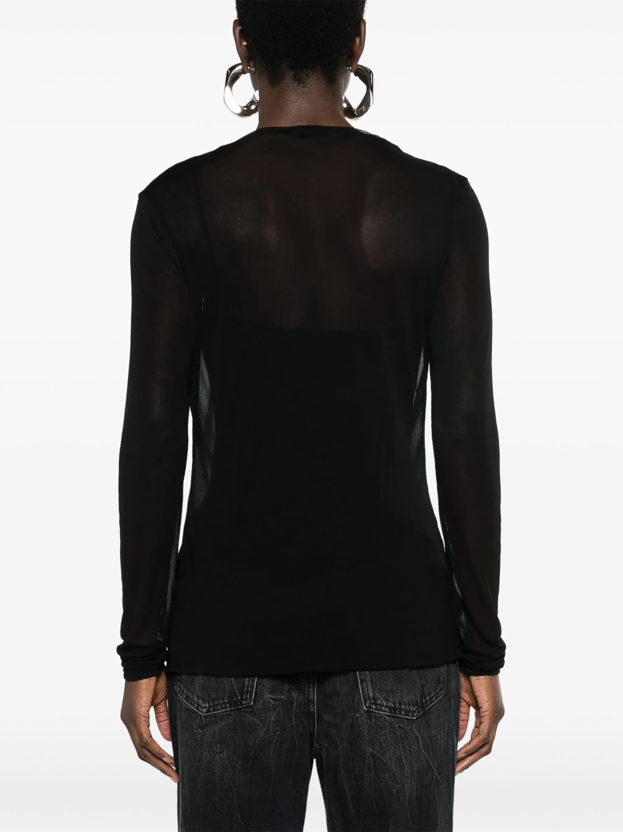 mesh wrap blouse