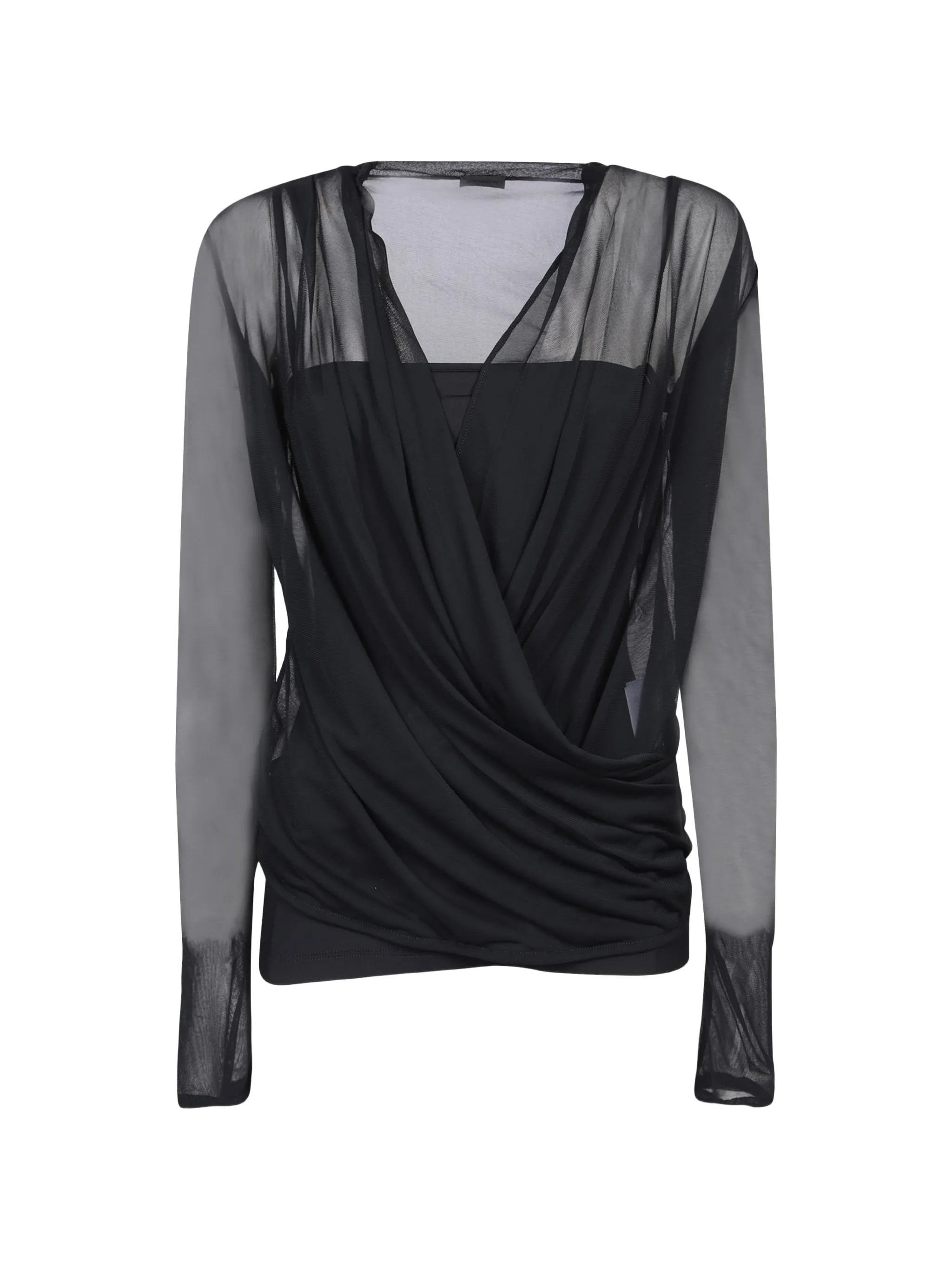 mesh wrap blouse