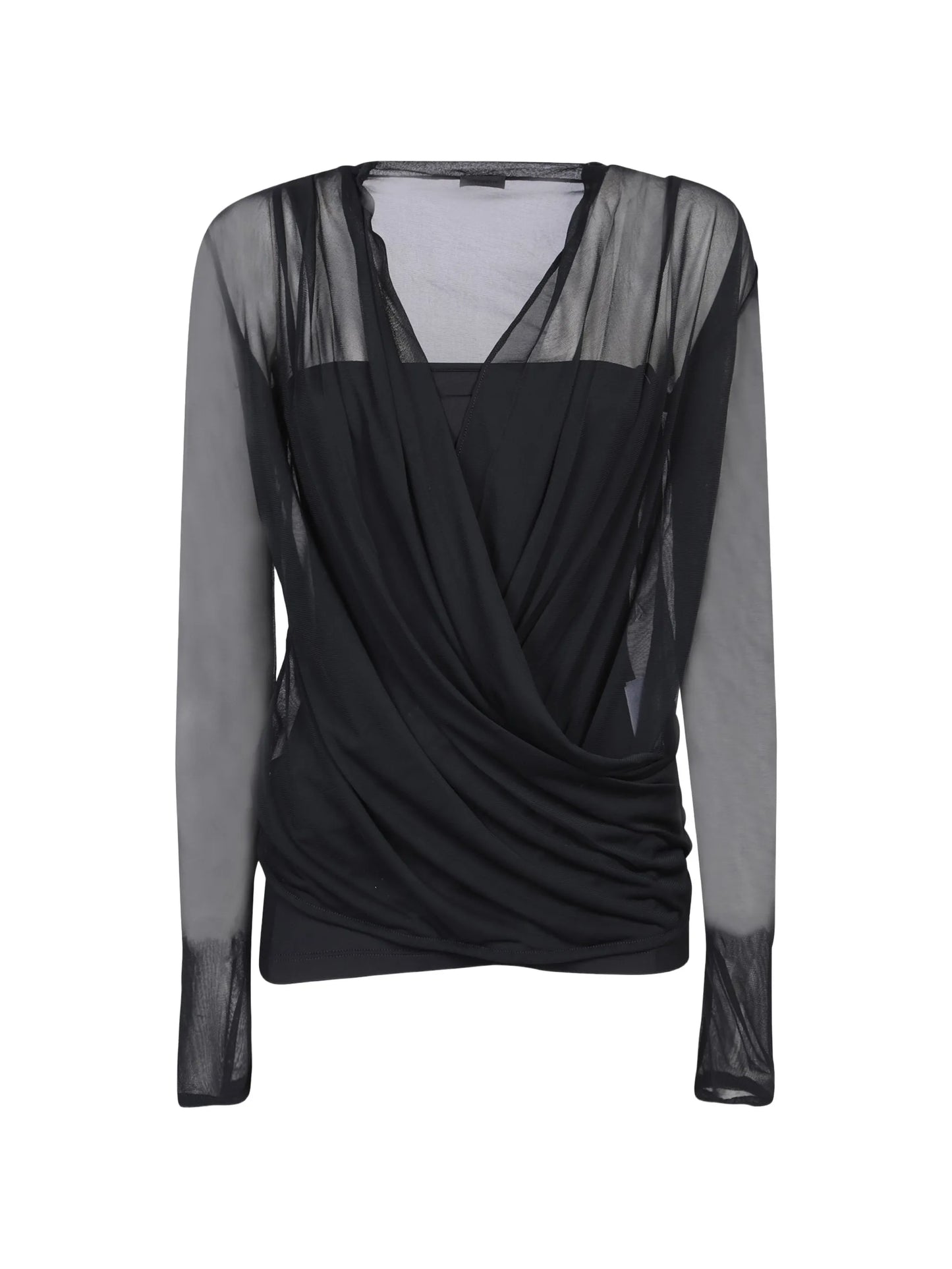 mesh wrap blouse