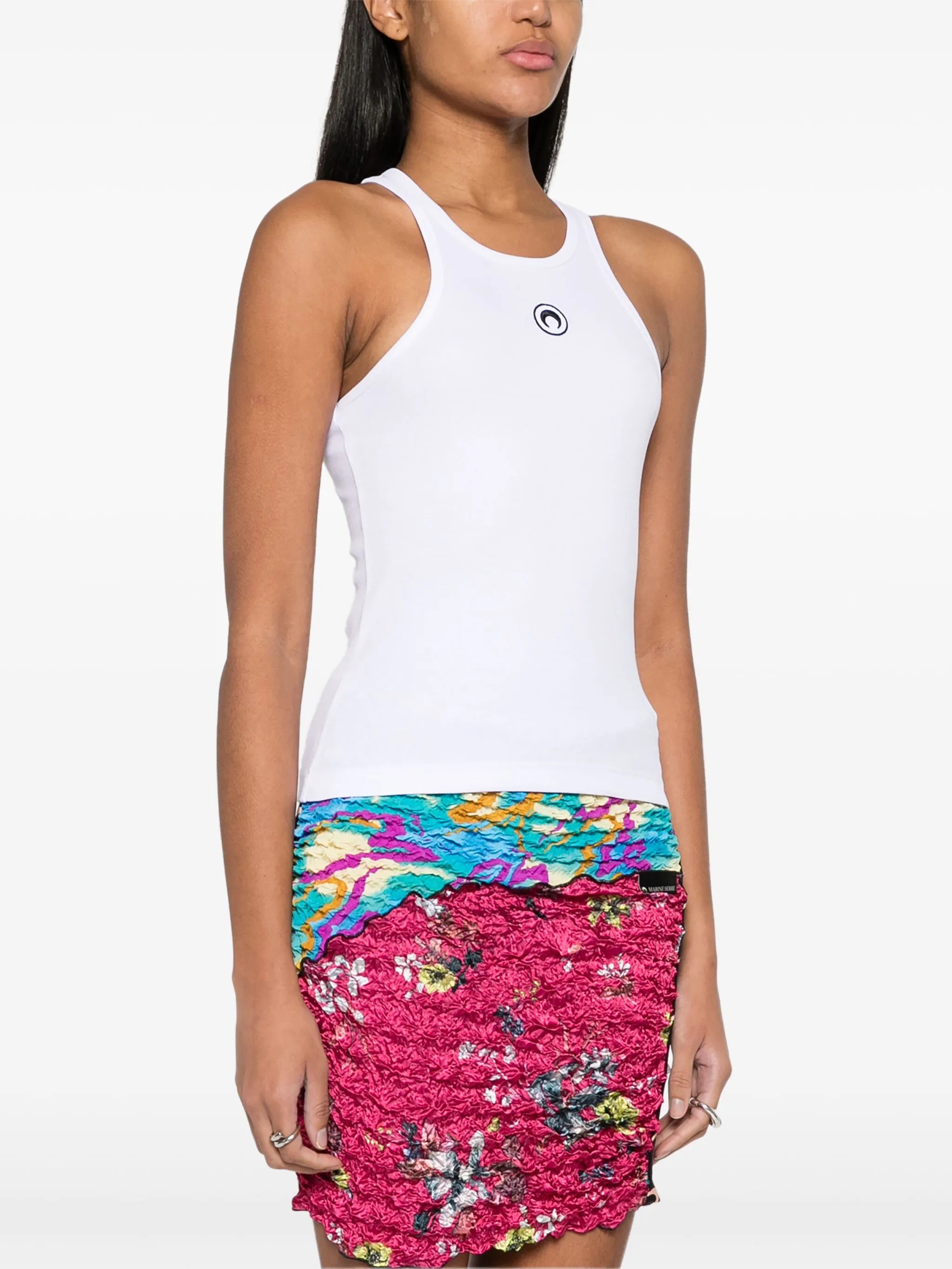 Crescent Moon-embroidered tank top
