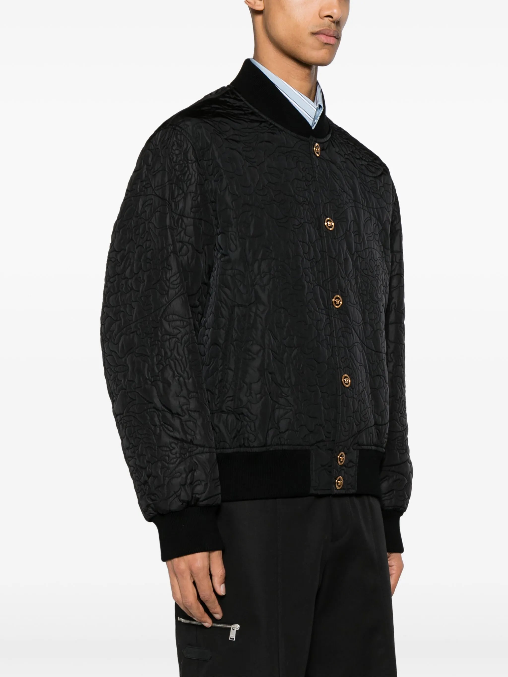 Barocco-quilted bomber jacket
