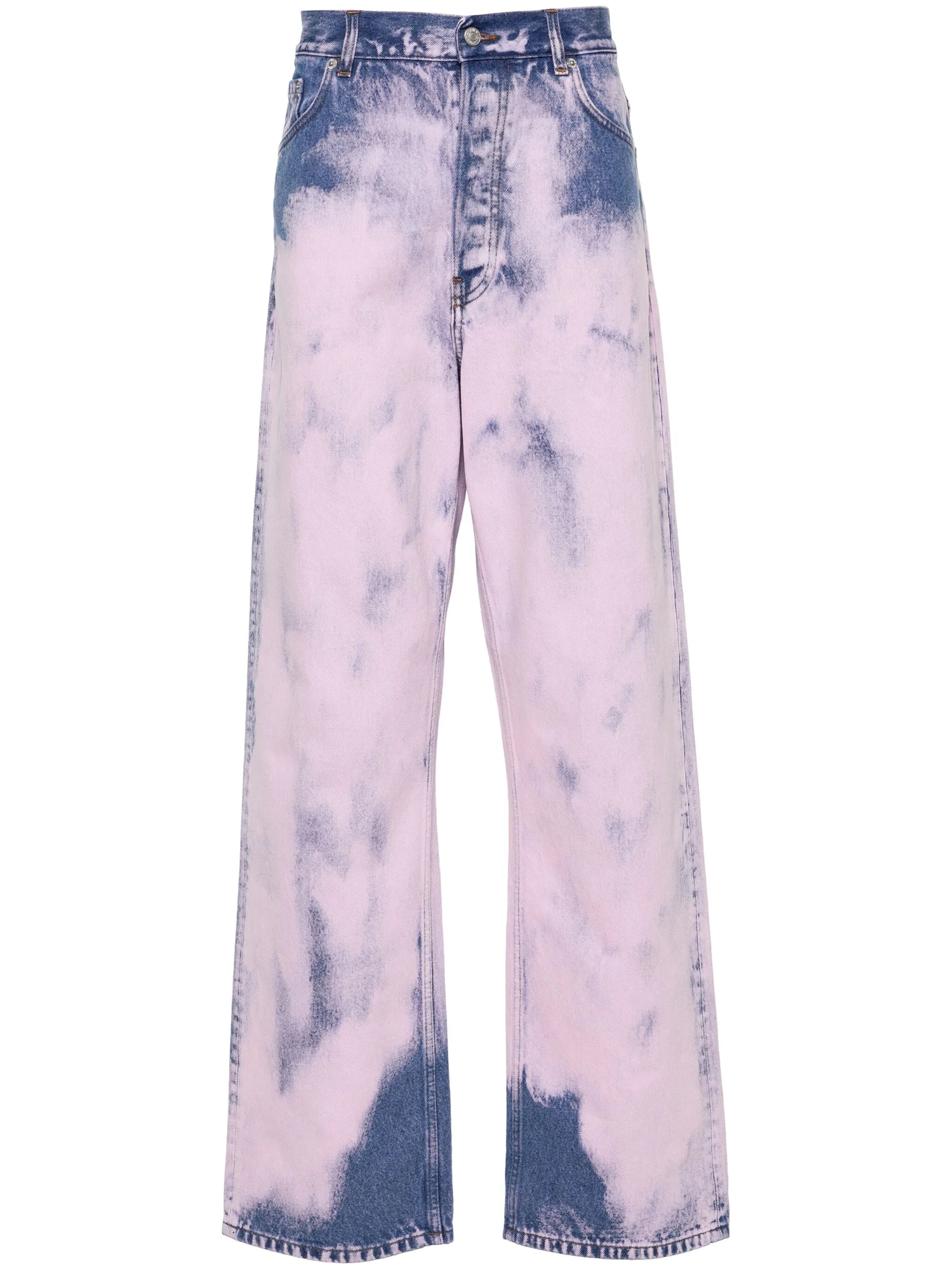 acid-wash wide-leg jeans