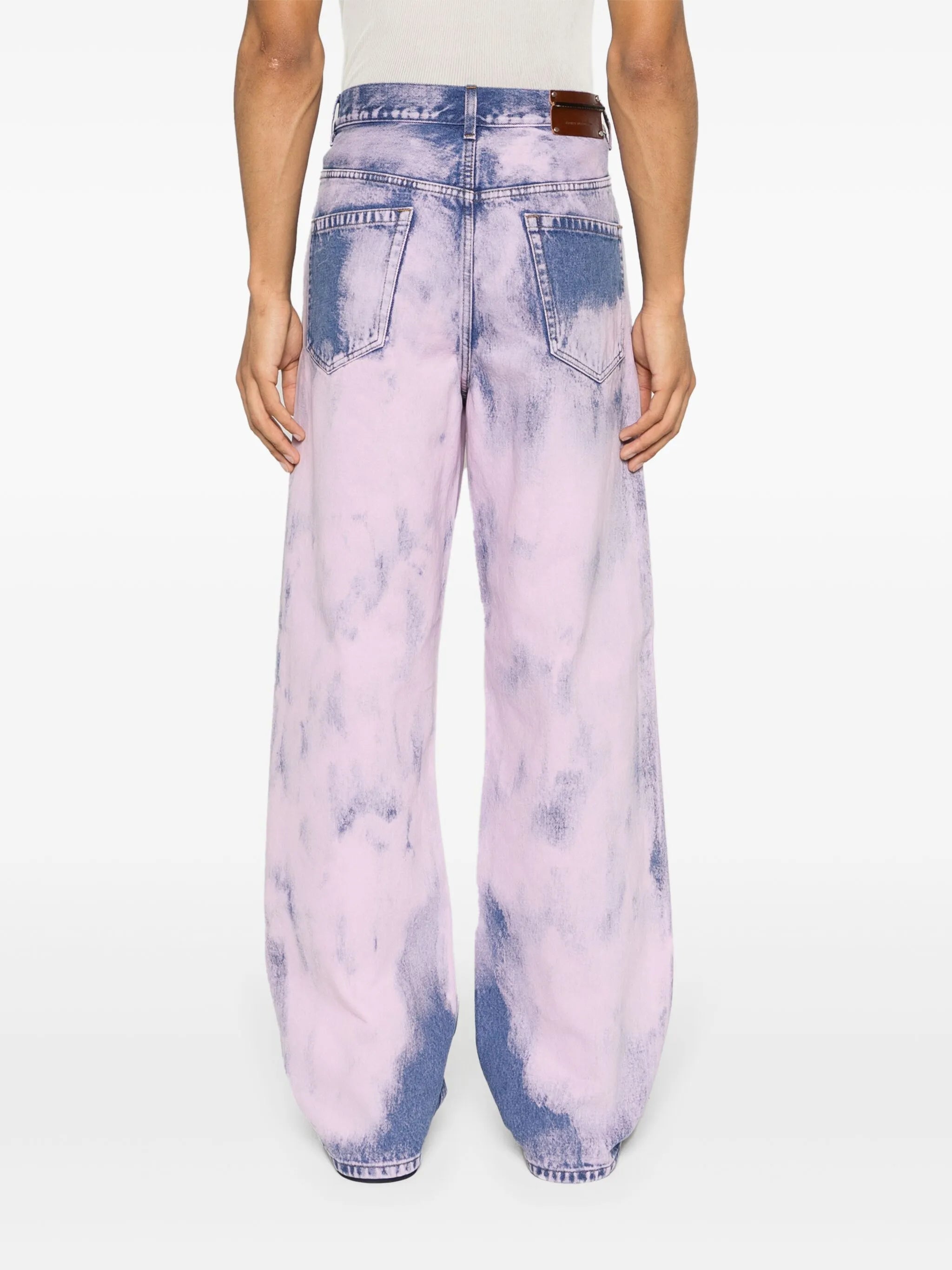 acid-wash wide-leg jeans