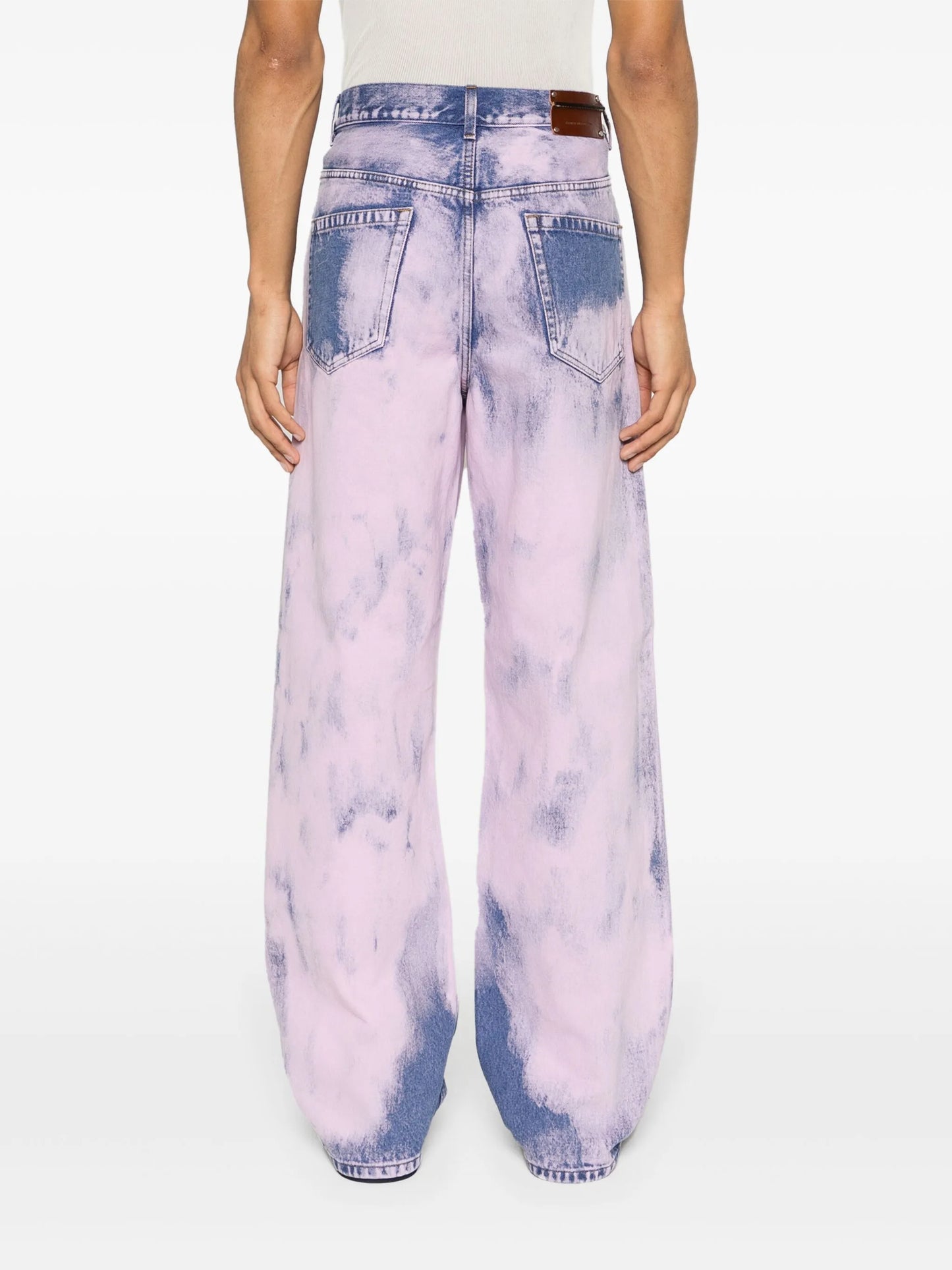 acid-wash wide-leg jeans