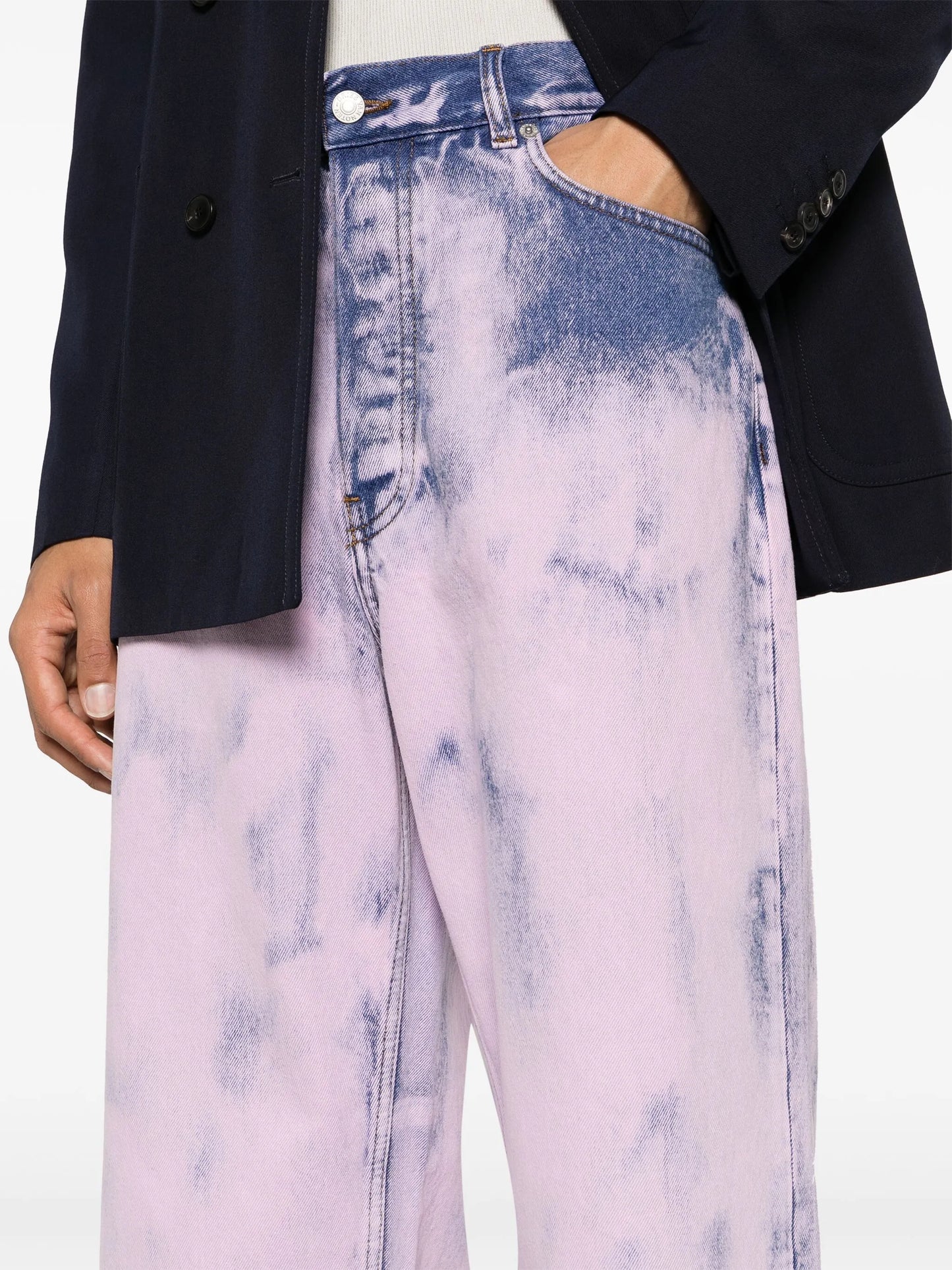 acid-wash wide-leg jeans