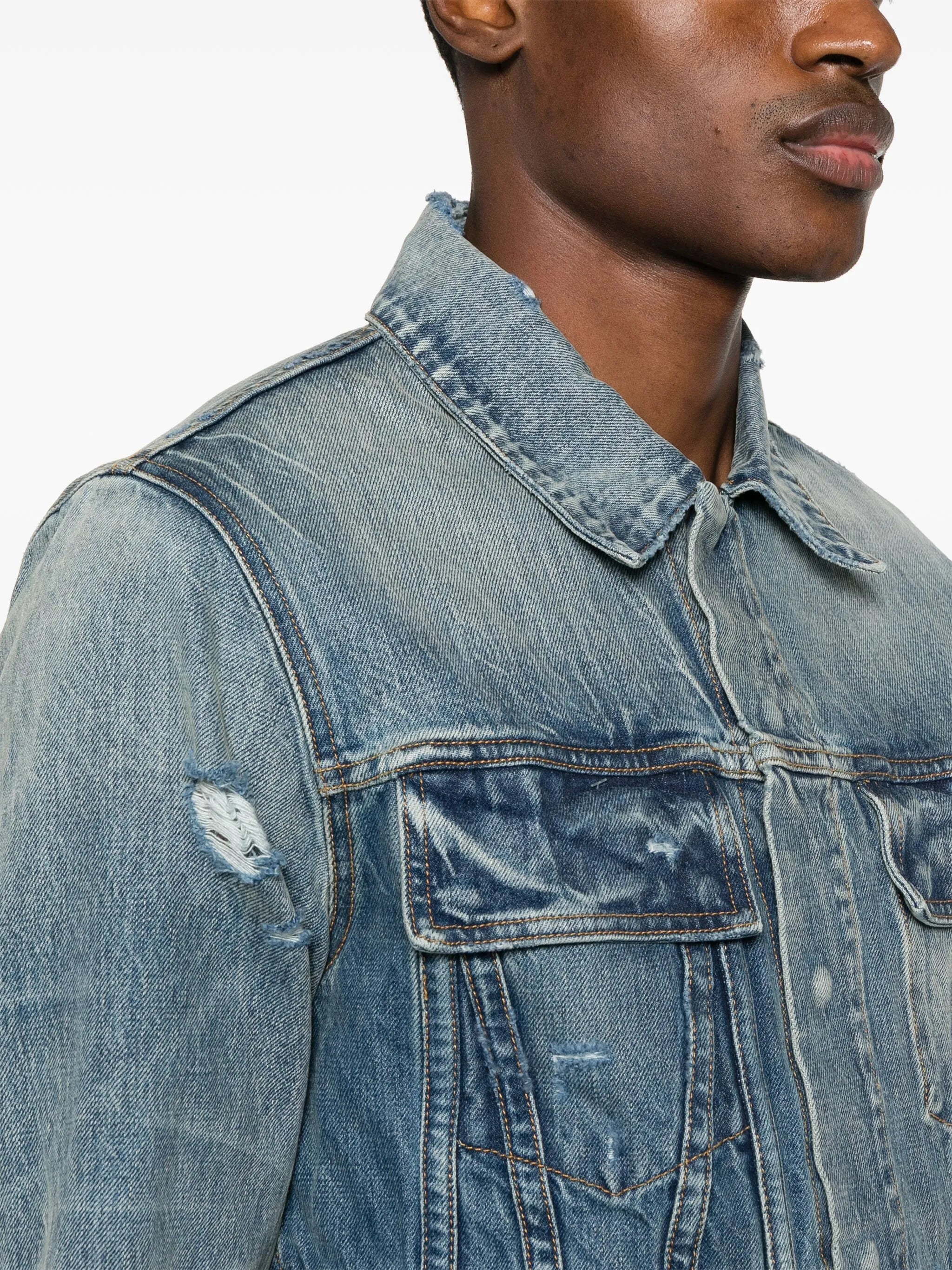 distressed-effect denim jacket