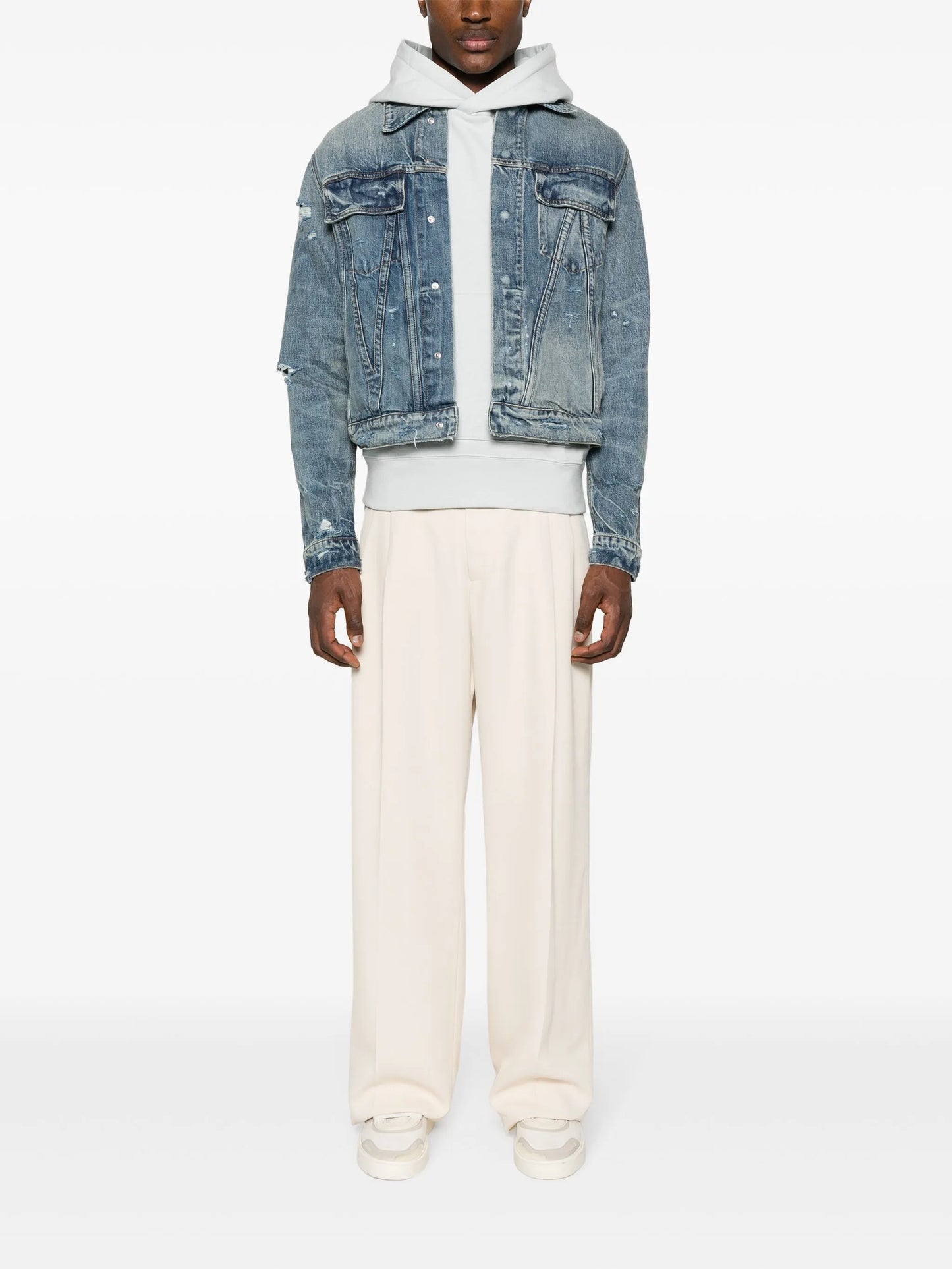 distressed-effect denim jacket