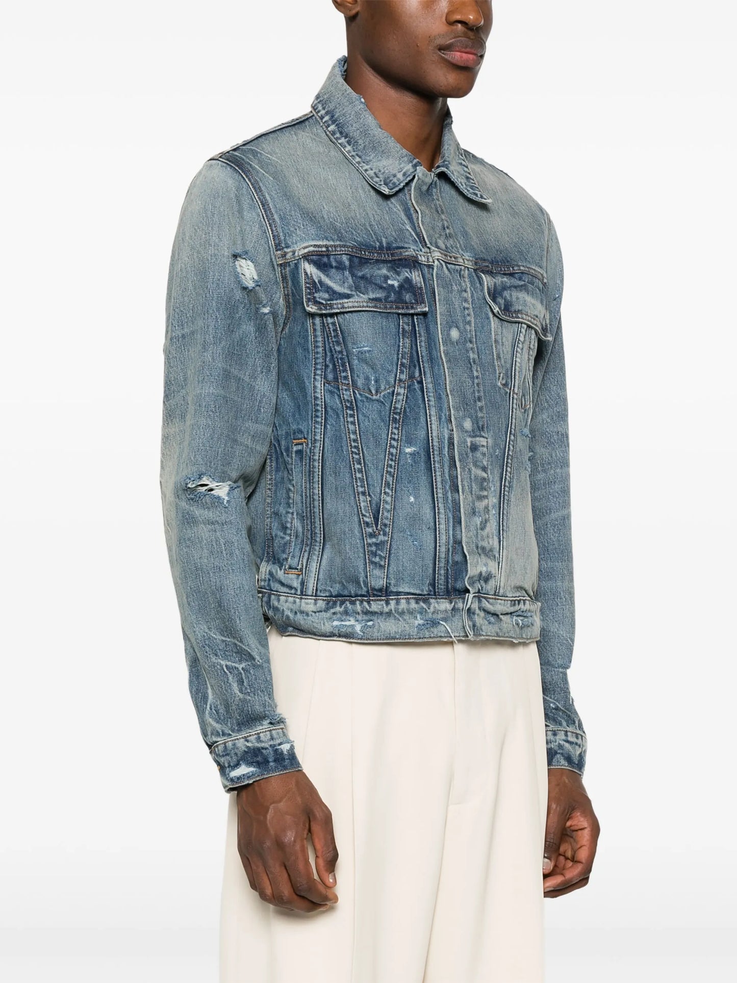 distressed-effect denim jacket