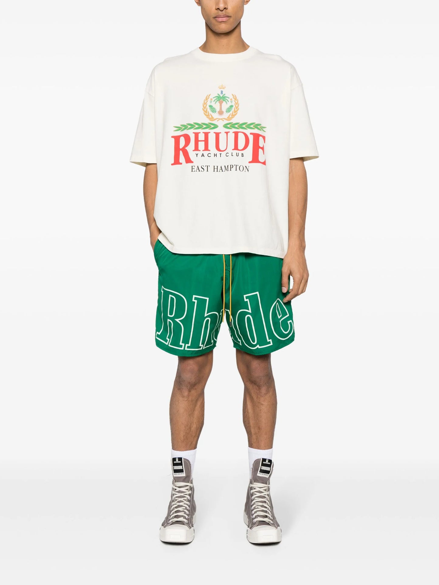 logo-print track shorts