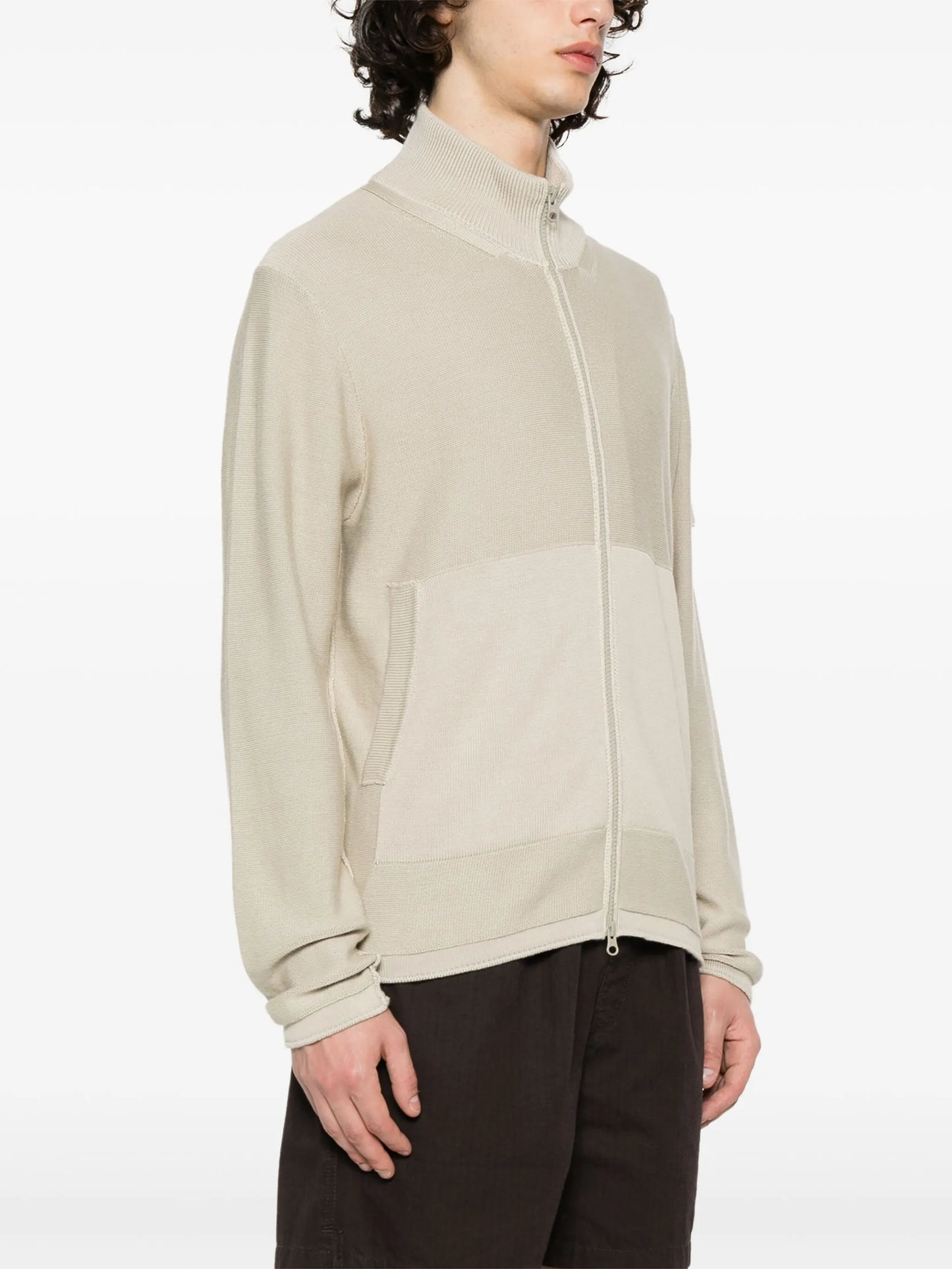 Compass-badge zipped cardigan