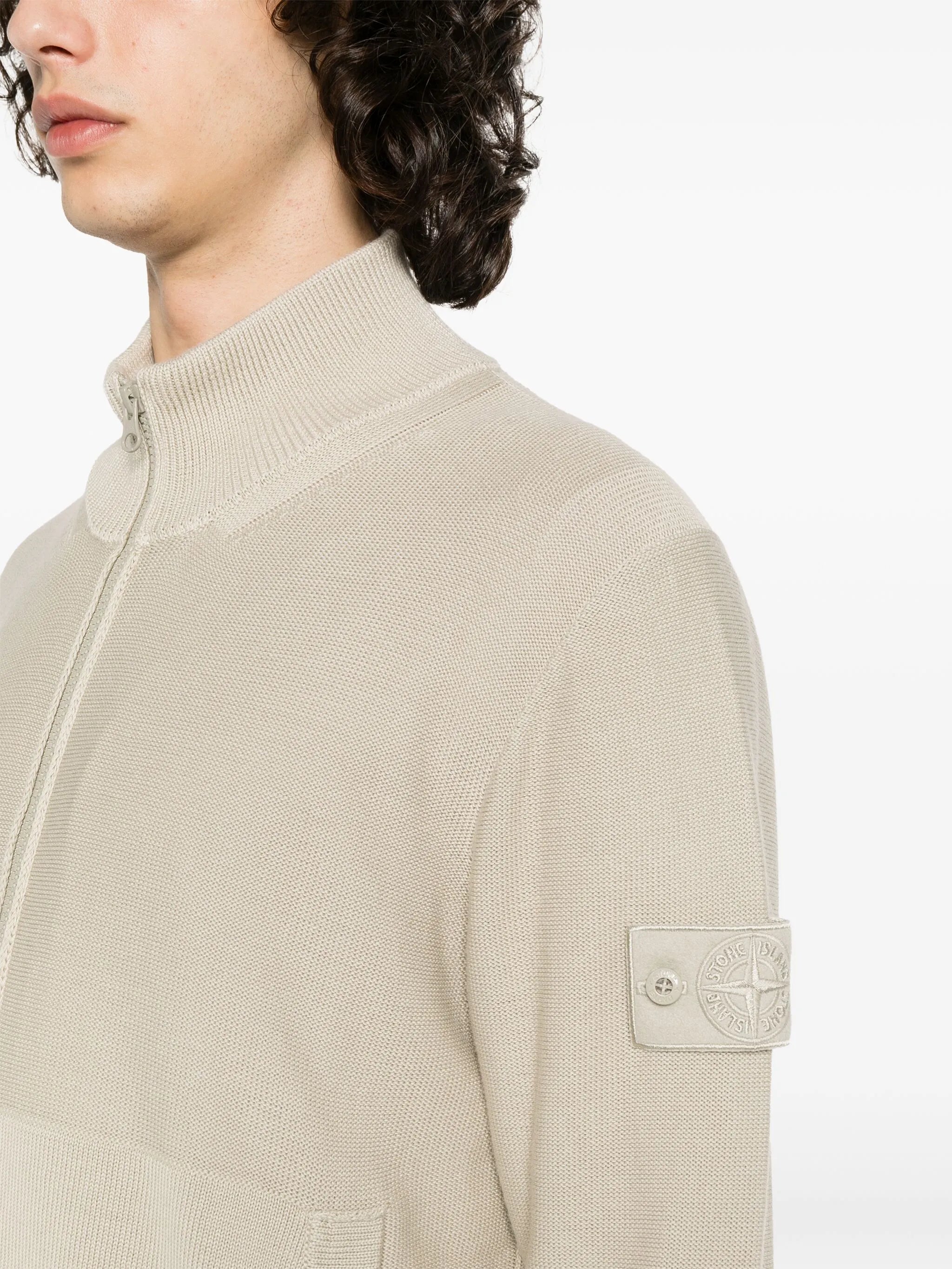 Compass-badge zipped cardigan