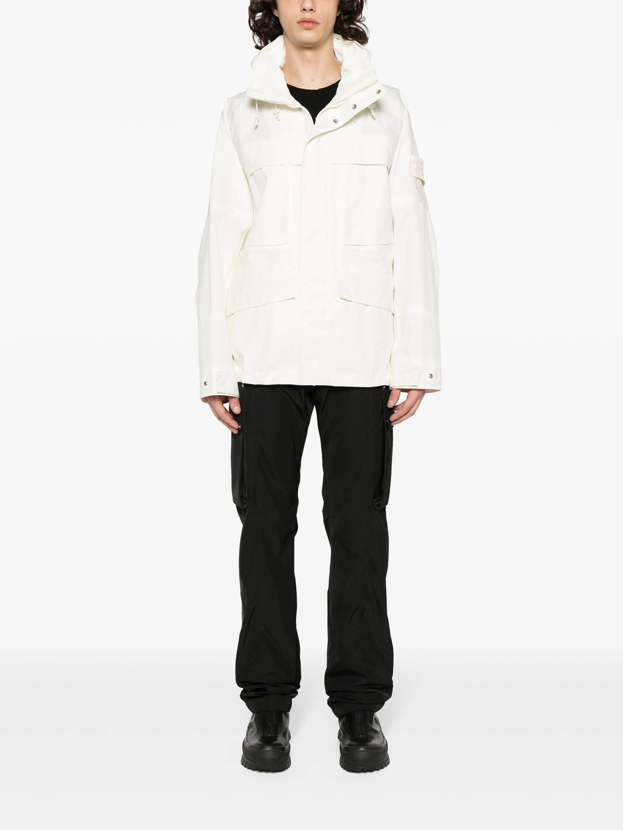 Compass-badge cotton jacket