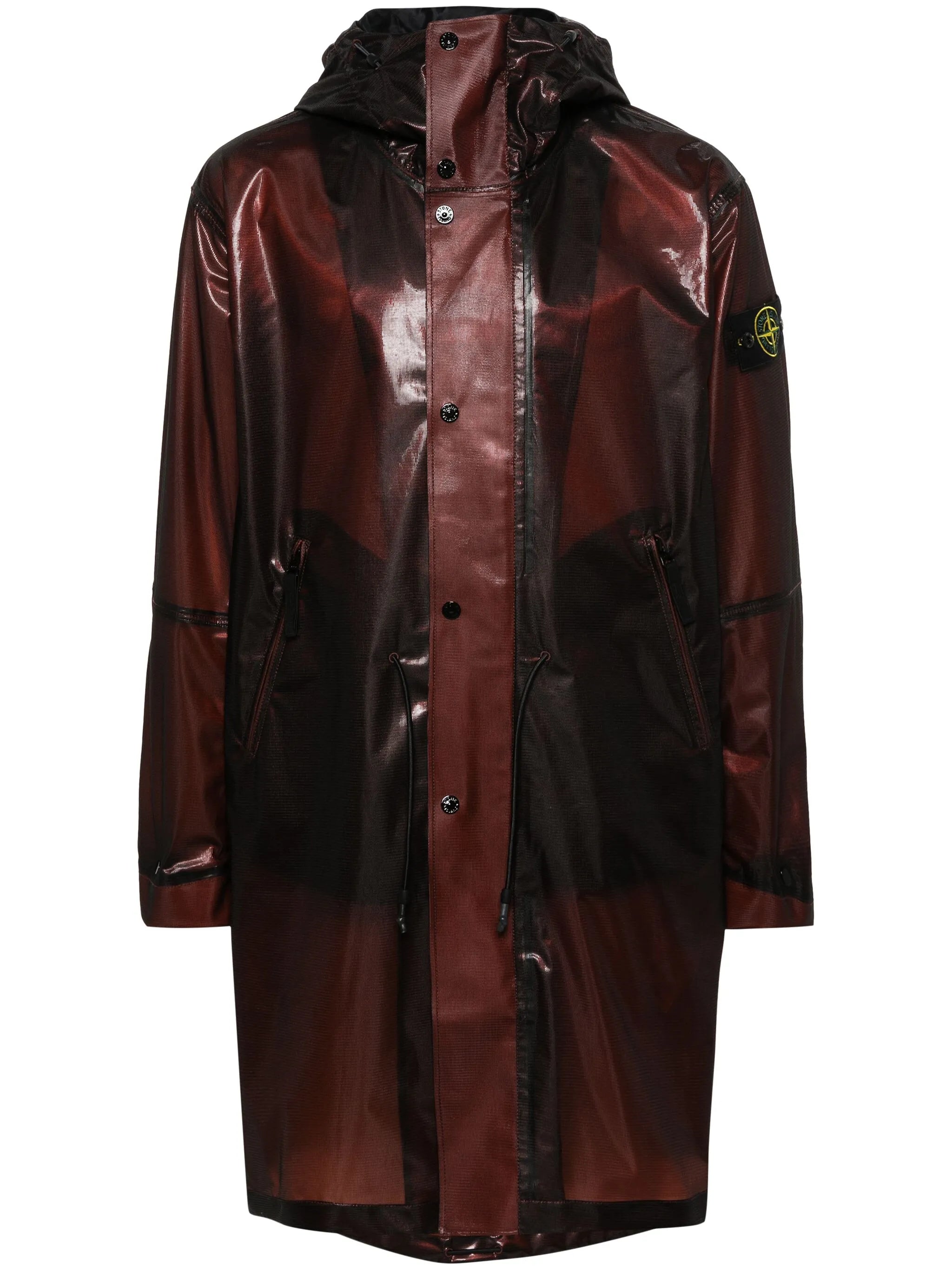 Compass-motif metallic-effect coat