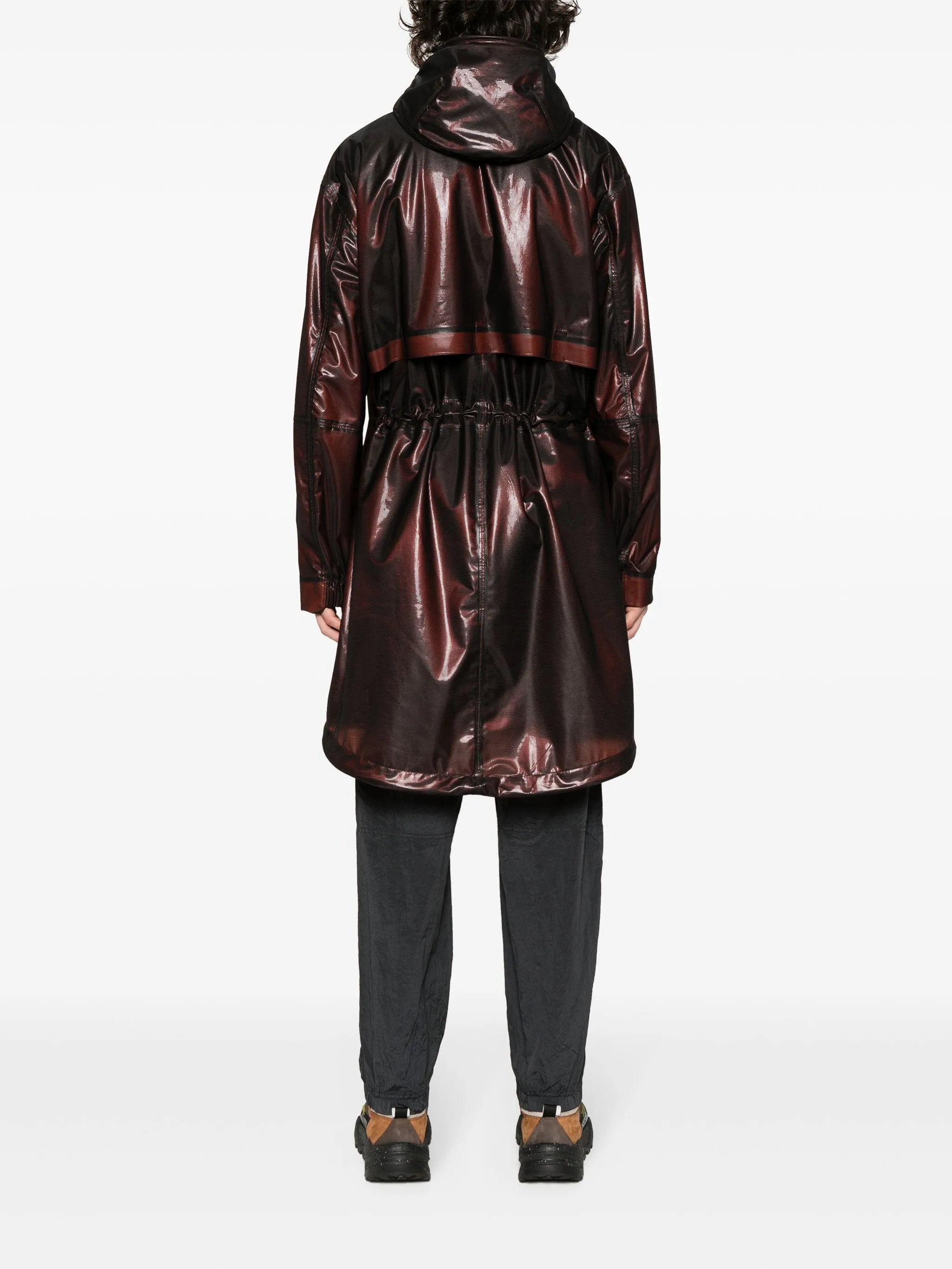 Compass-motif metallic-effect coat