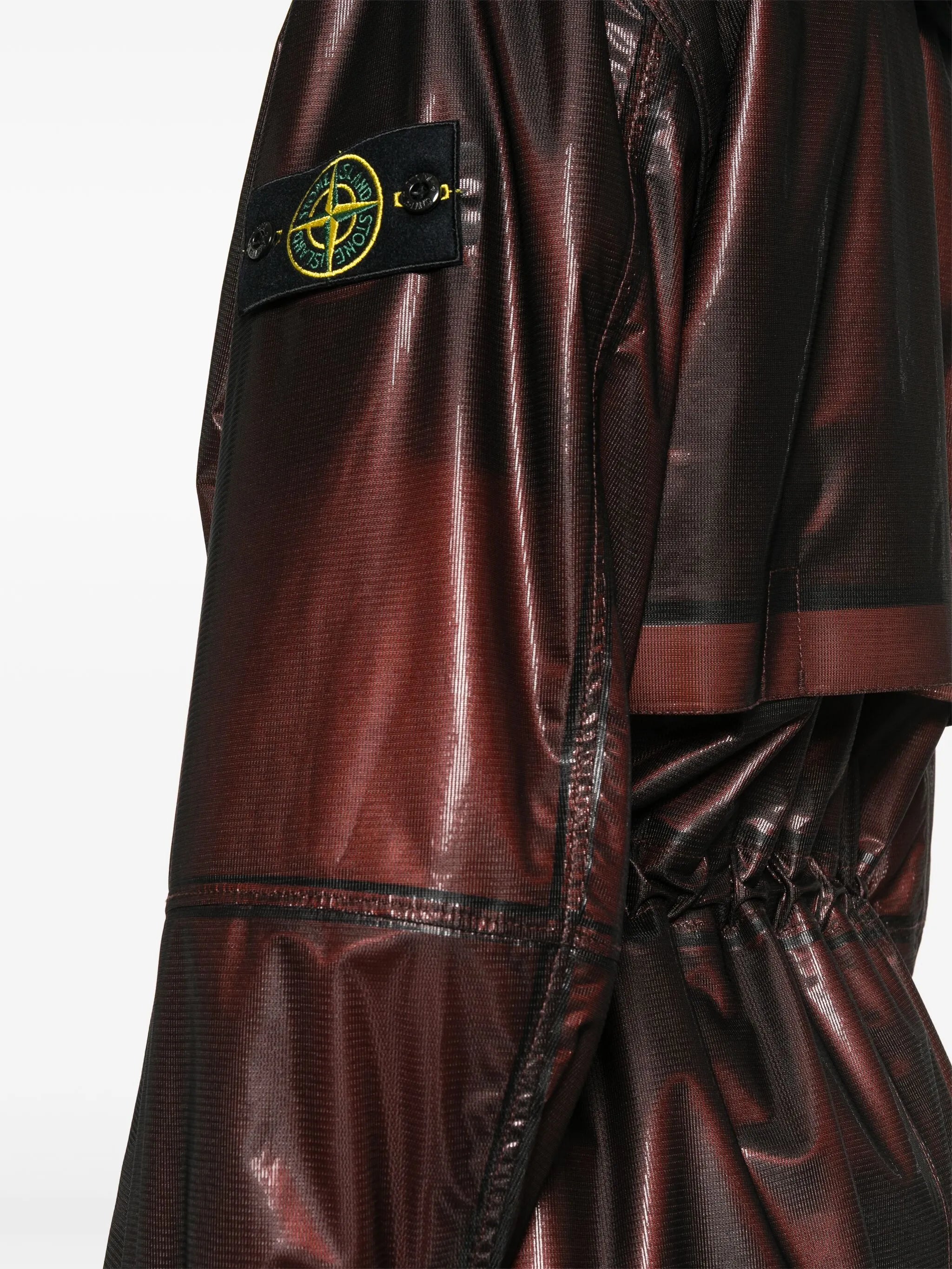 Compass-motif metallic-effect coat