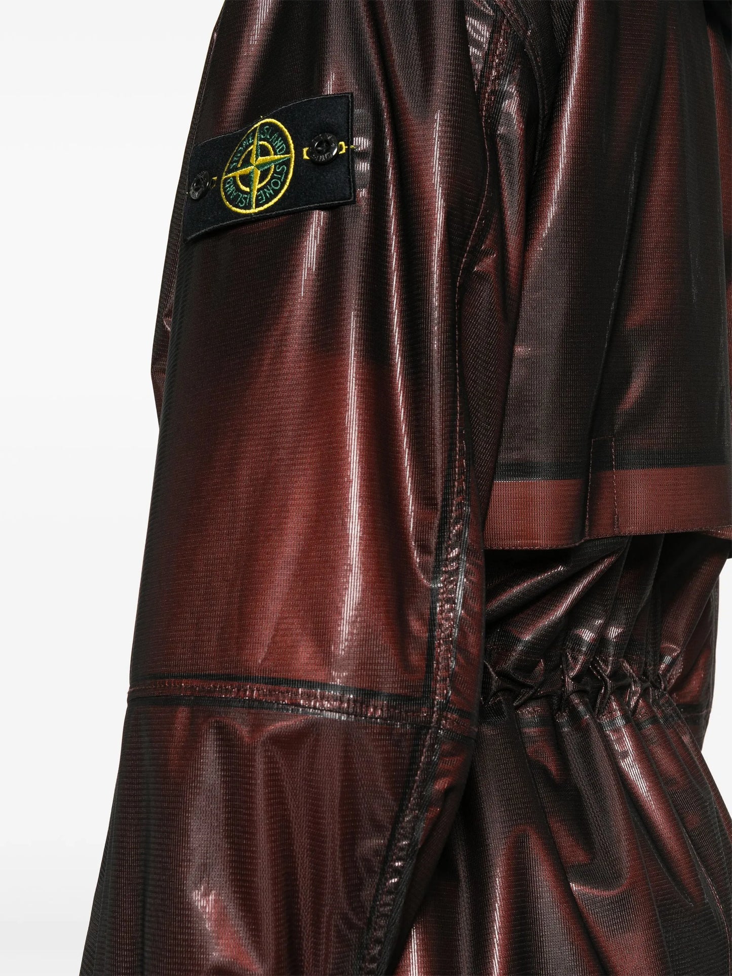 Compass-motif metallic-effect coat