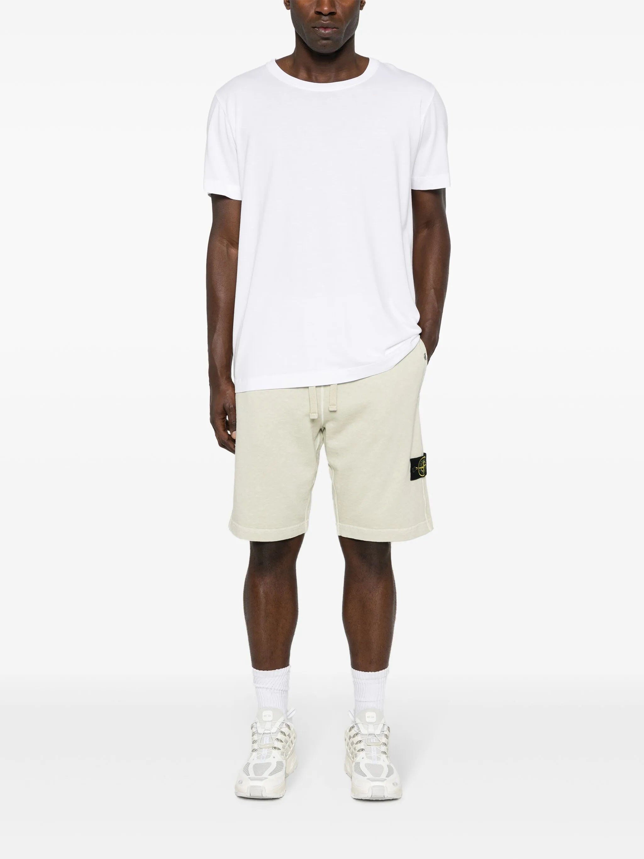 Compass-badge cotton track shorts