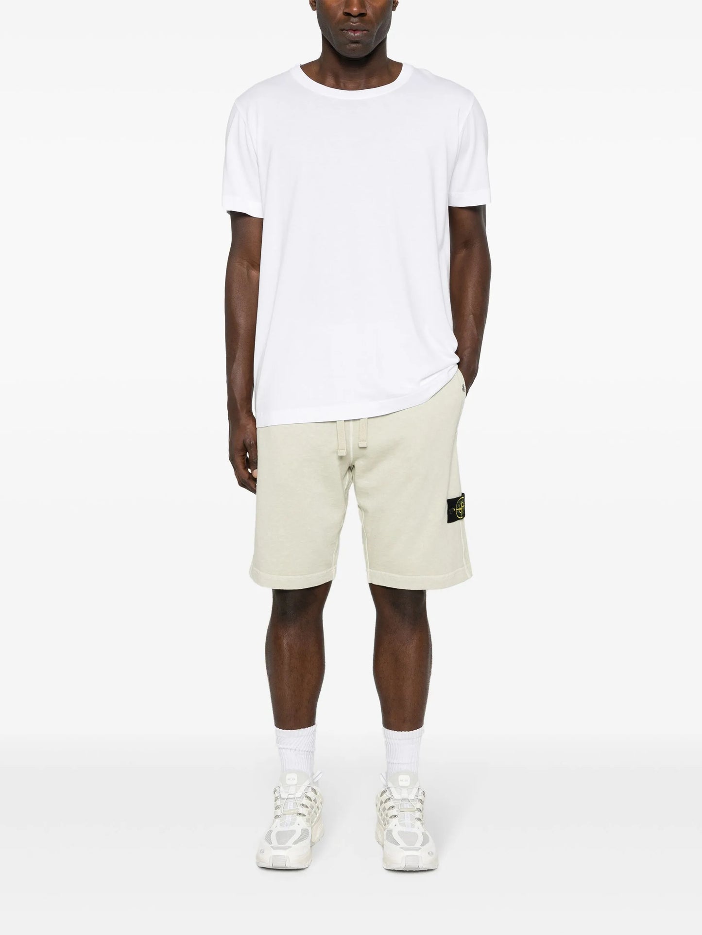 Compass-badge cotton track shorts
