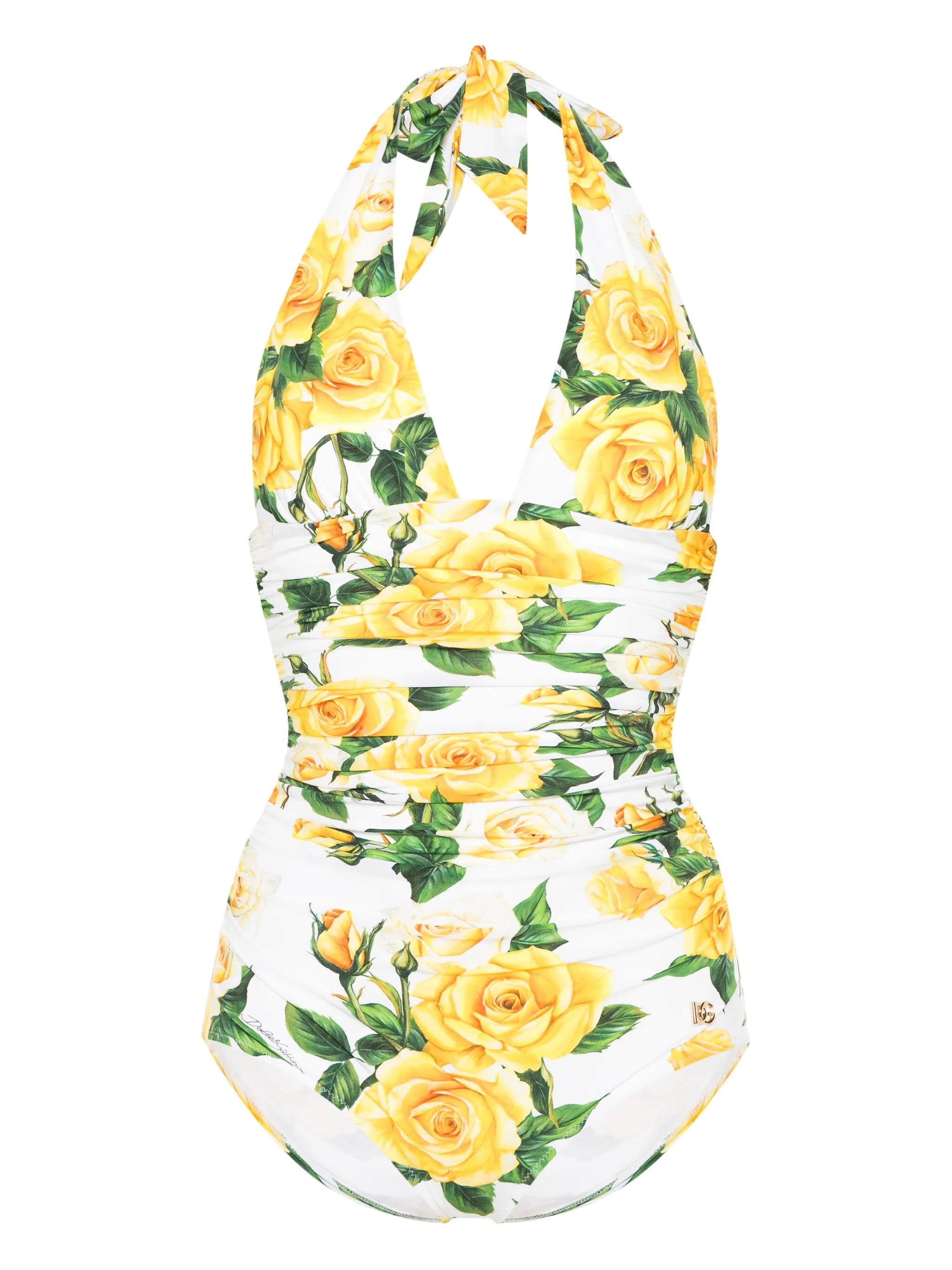 rose-print swimsuit