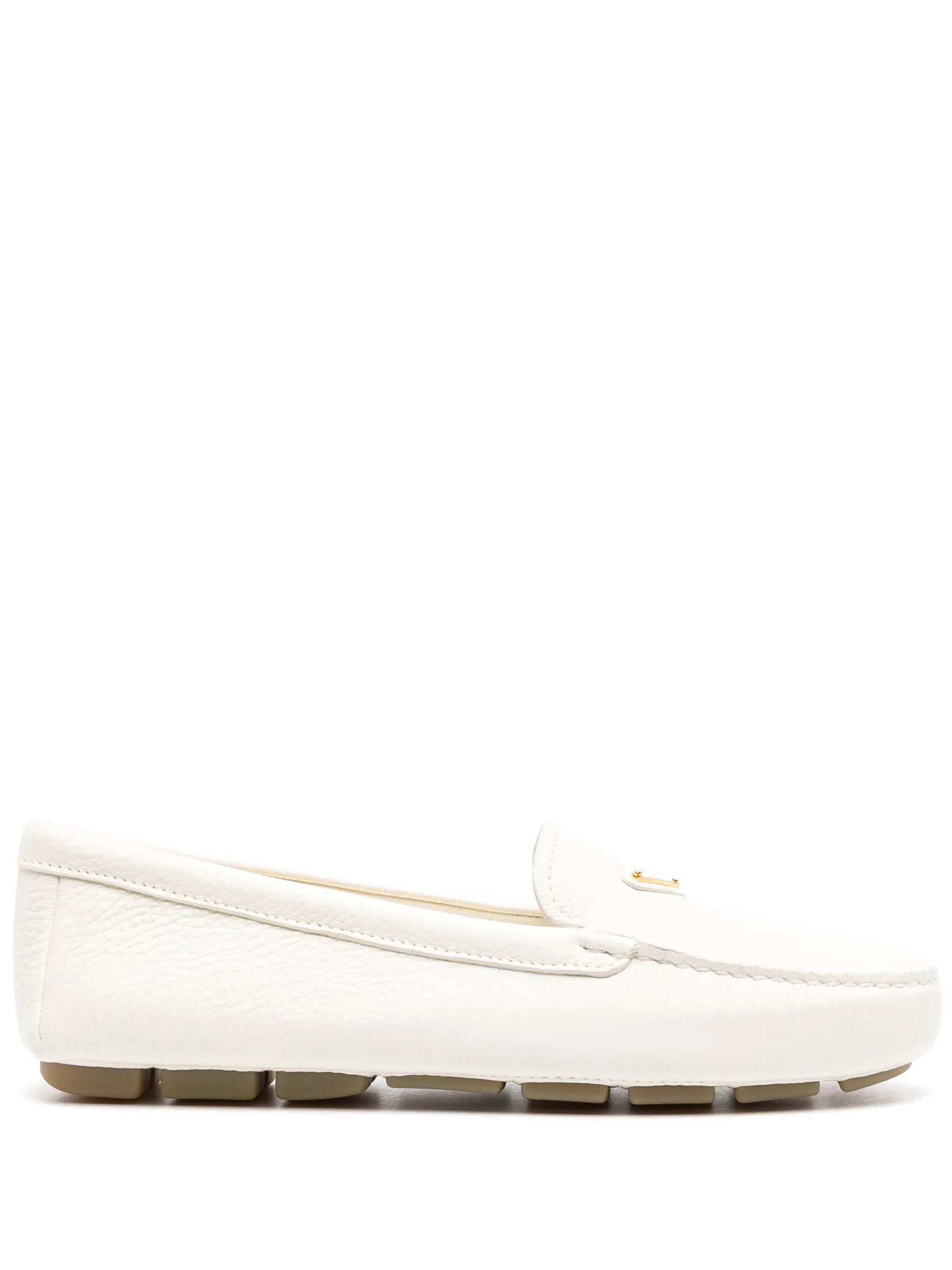 logo-plaque leather loafers
