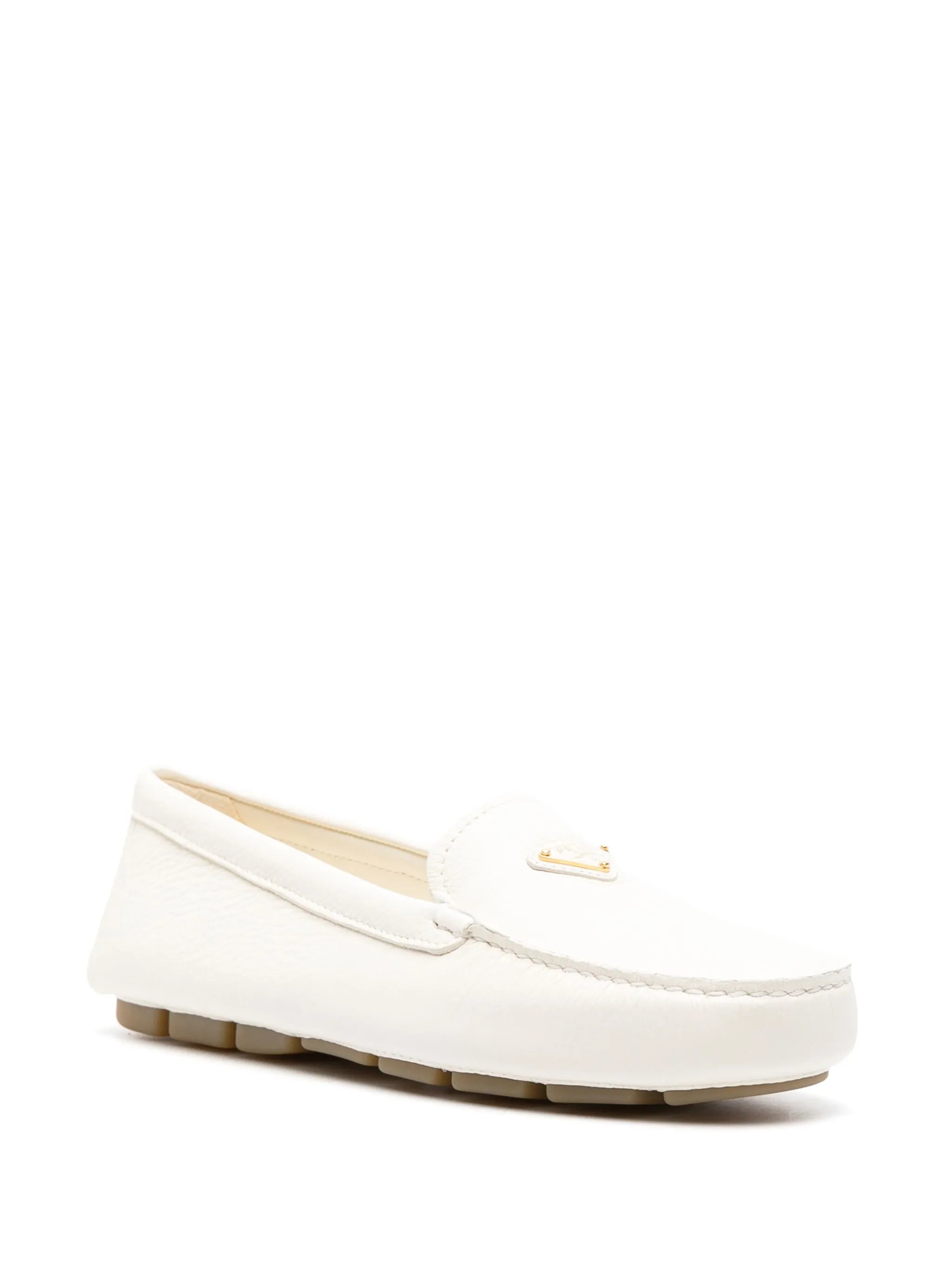 logo-plaque leather loafers