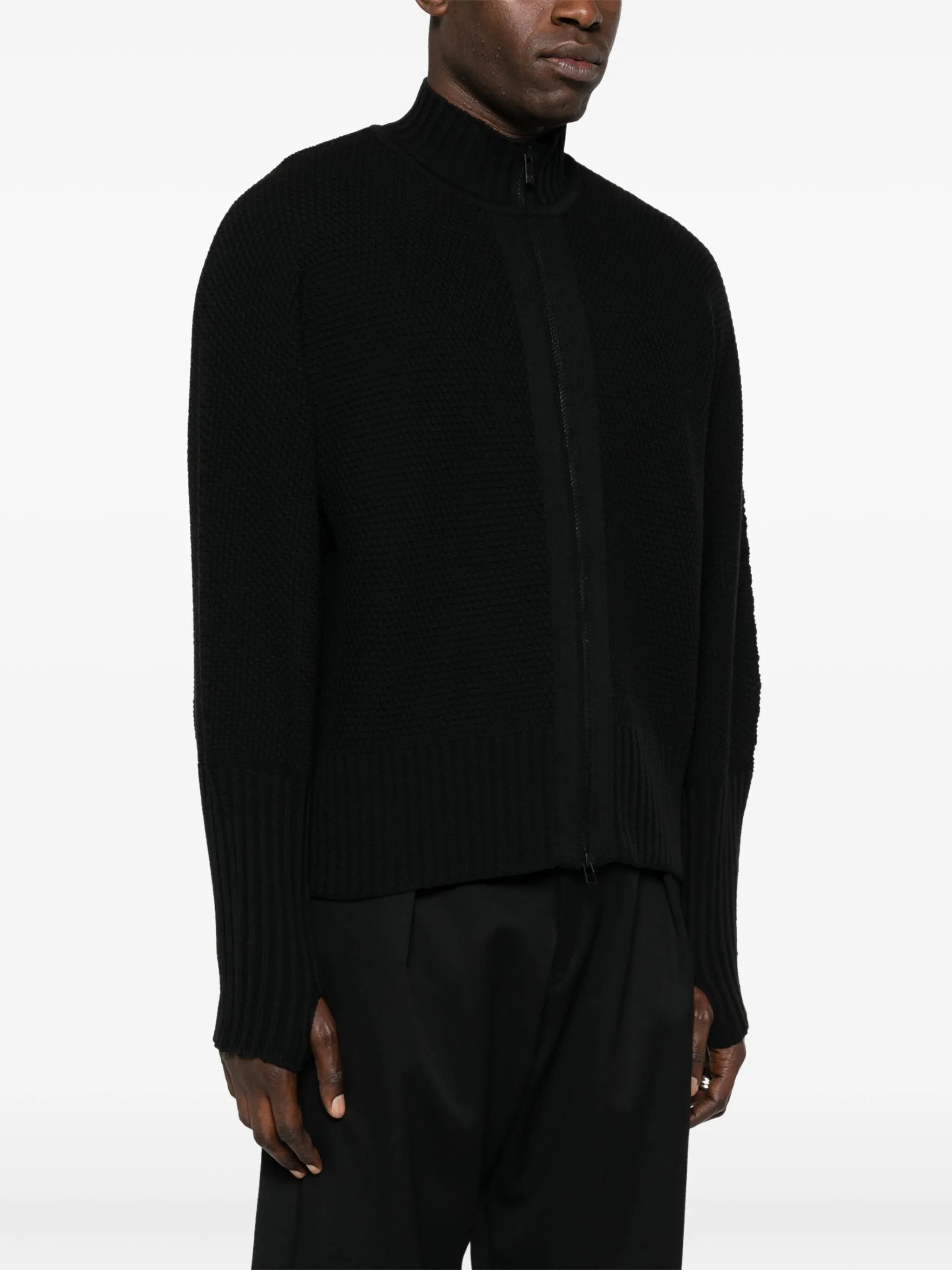 zip-up long-sleeve cardigan