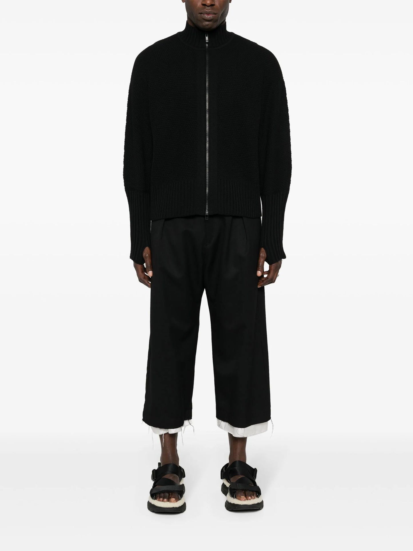 zip-up long-sleeve cardigan