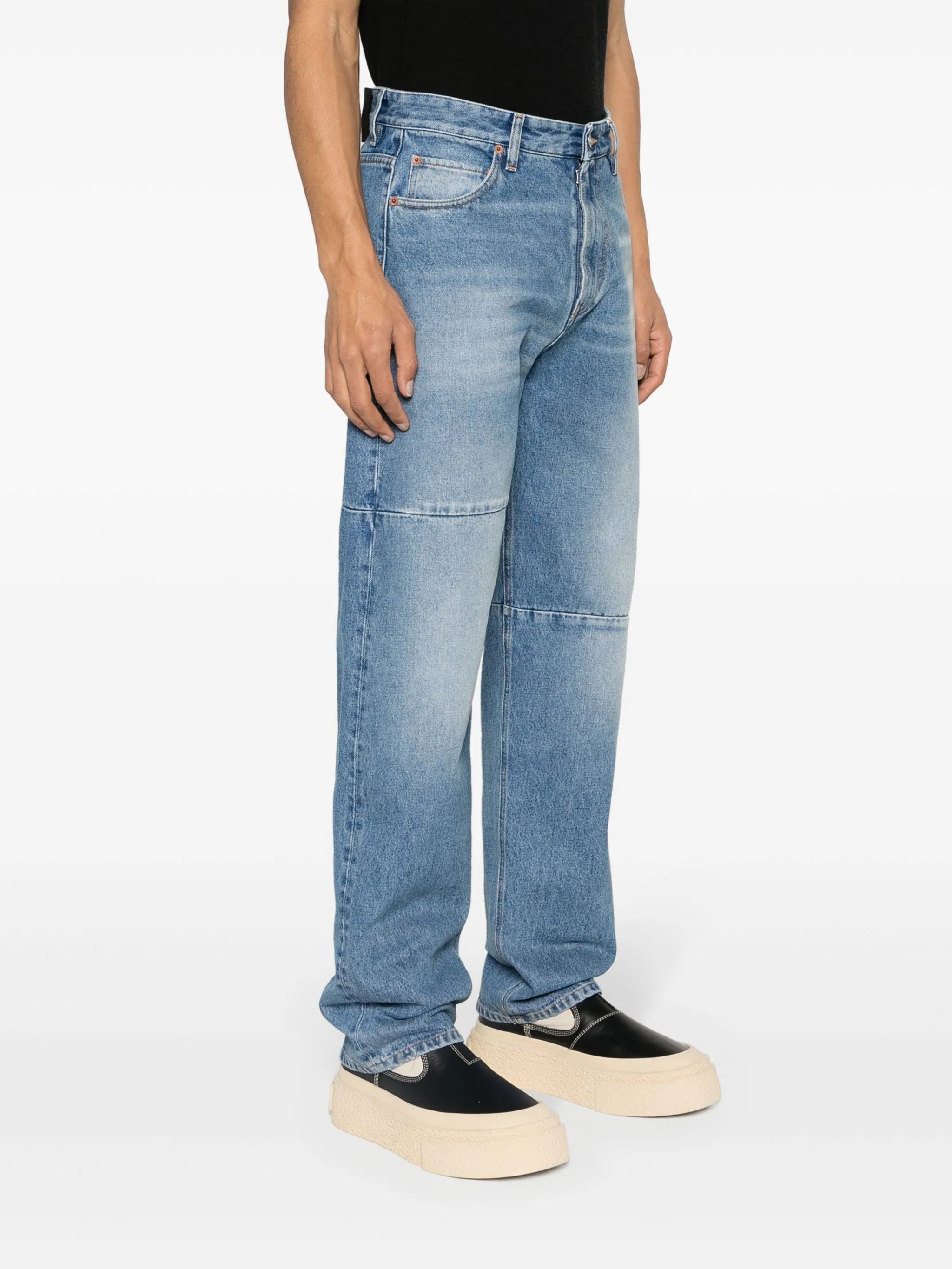 panelled tapered-leg jeans