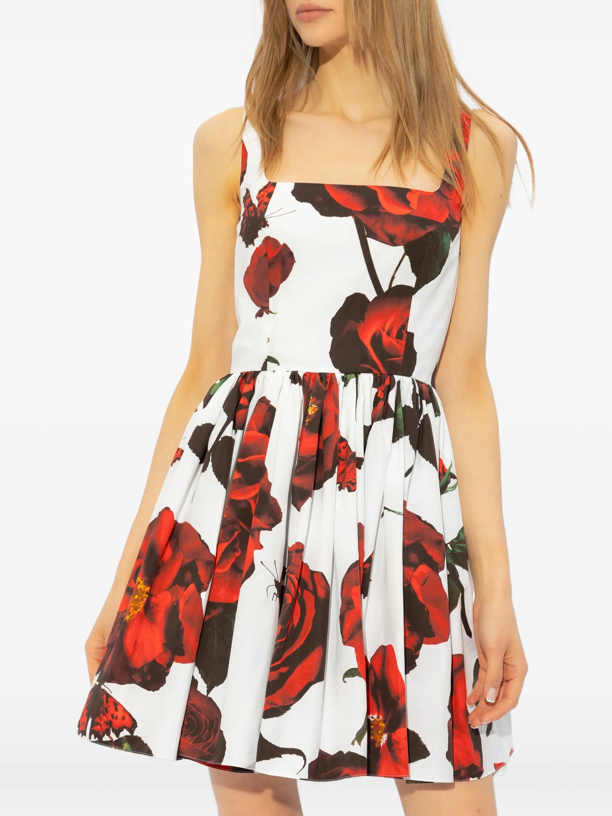 floral-print flared mini dress