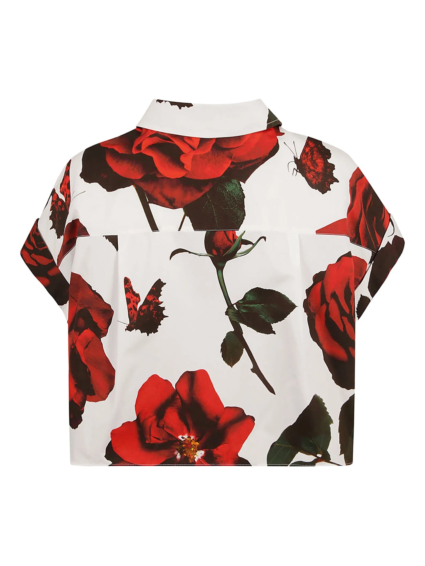 rose-print cotton cropped shirt