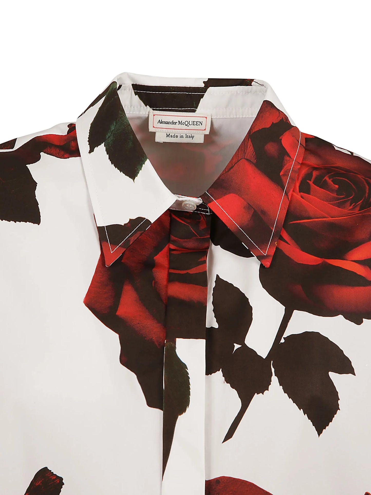 rose-print cotton cropped shirt