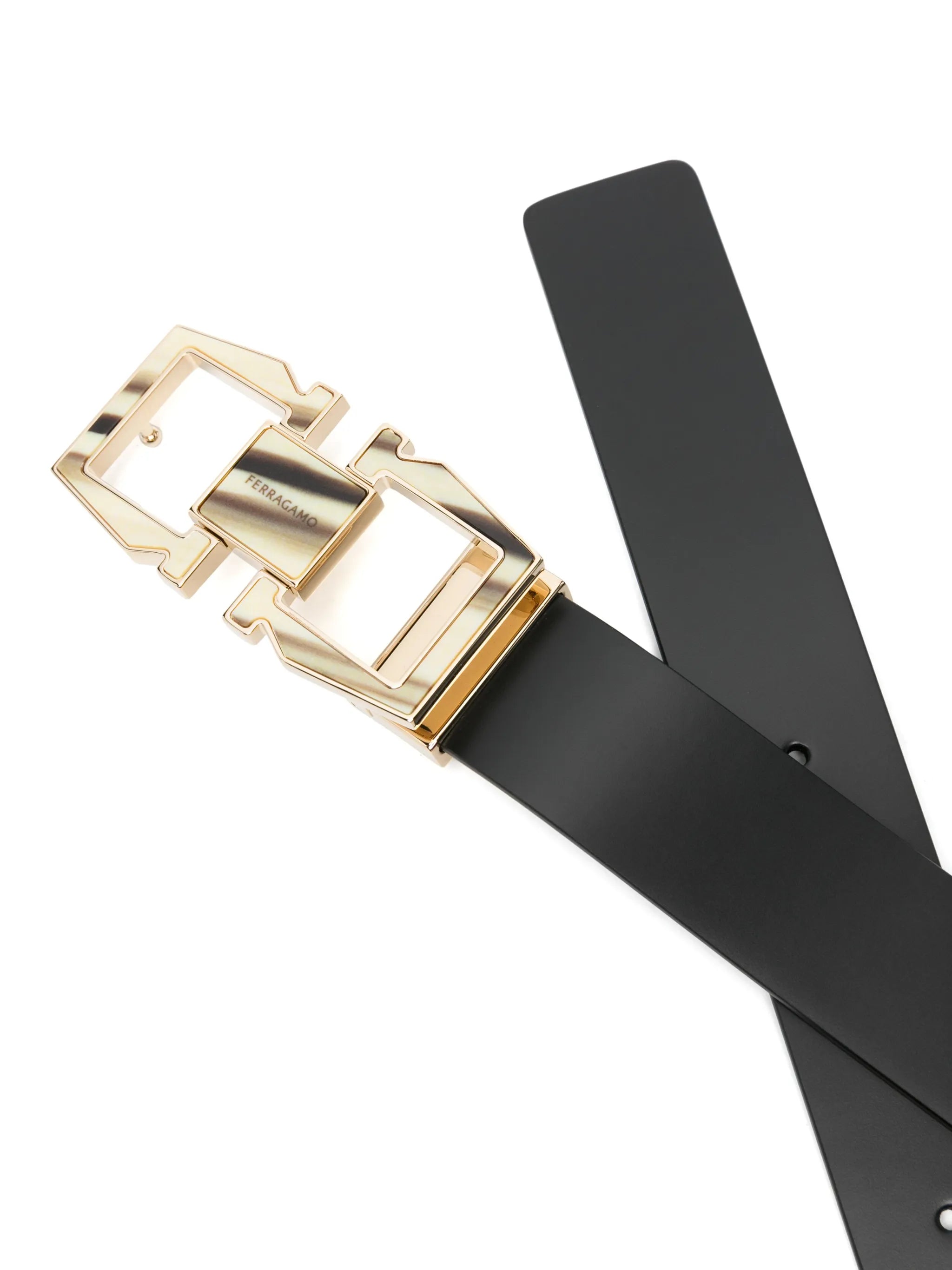 Gancini-buckle leather belt