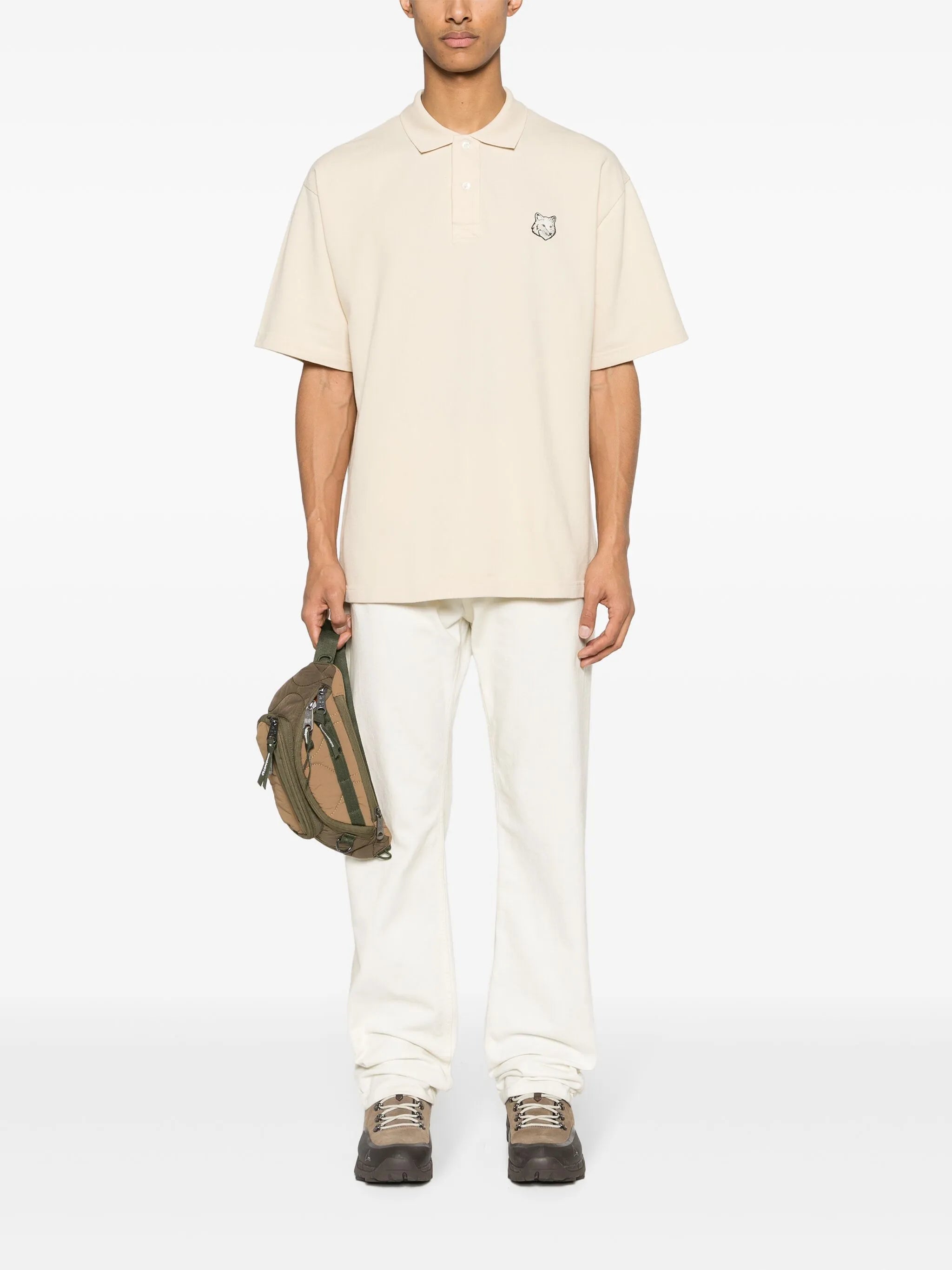 fox-motif cotton polo shirt