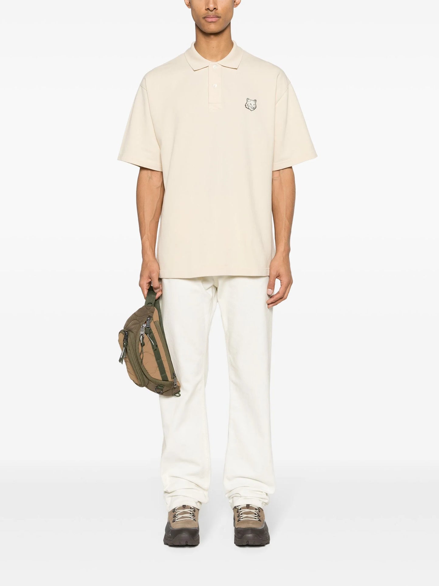 fox-motif cotton polo shirt
