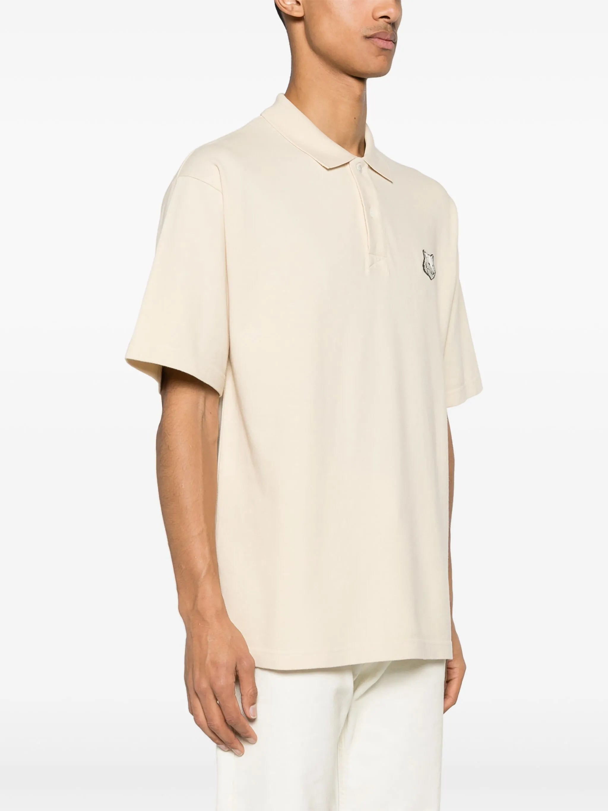fox-motif cotton polo shirt