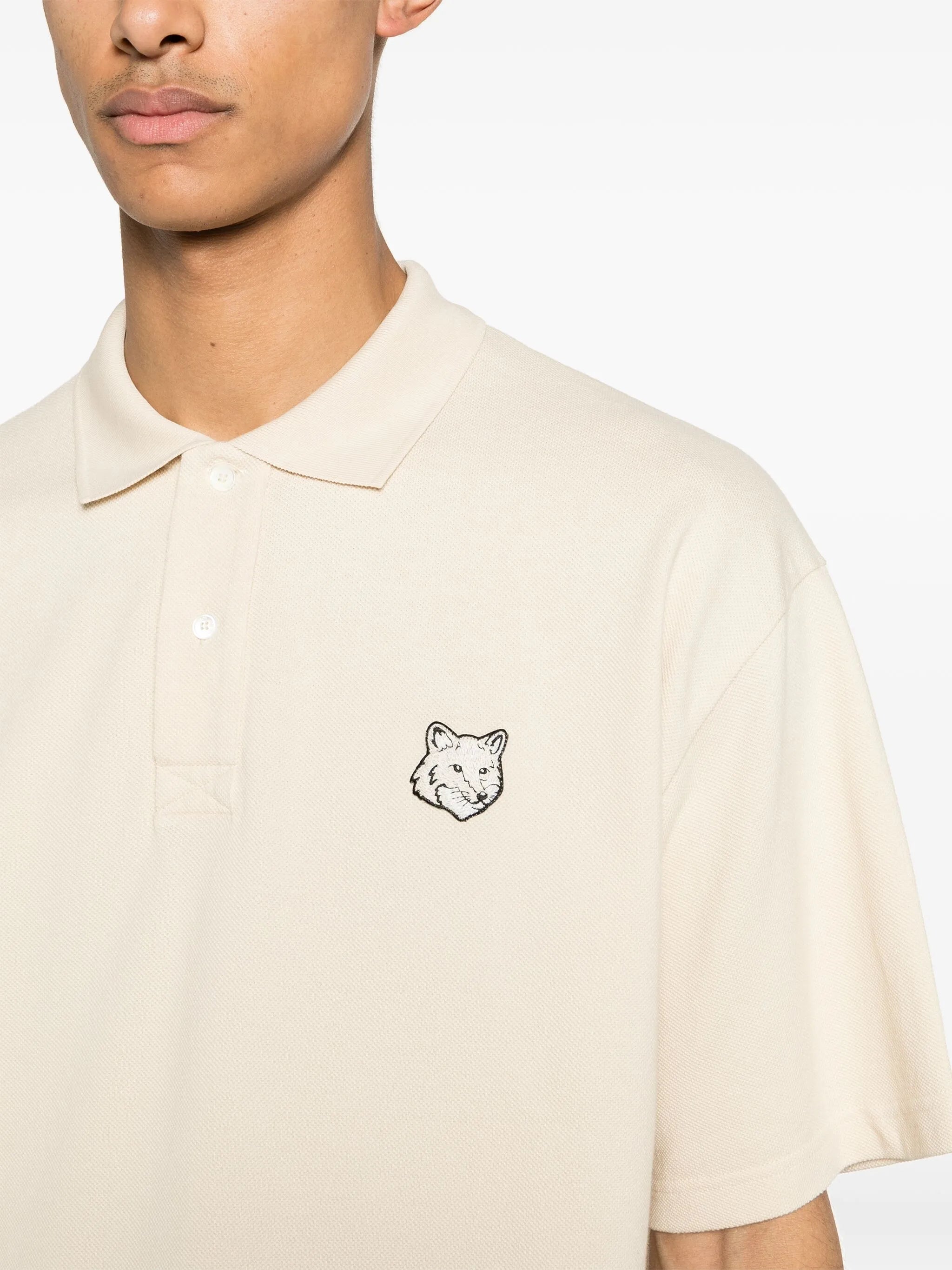 fox-motif cotton polo shirt