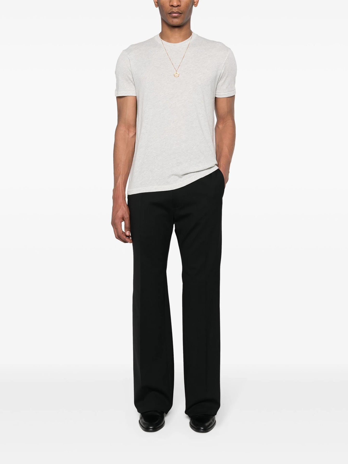 logo-embroidered mélange T-shirt